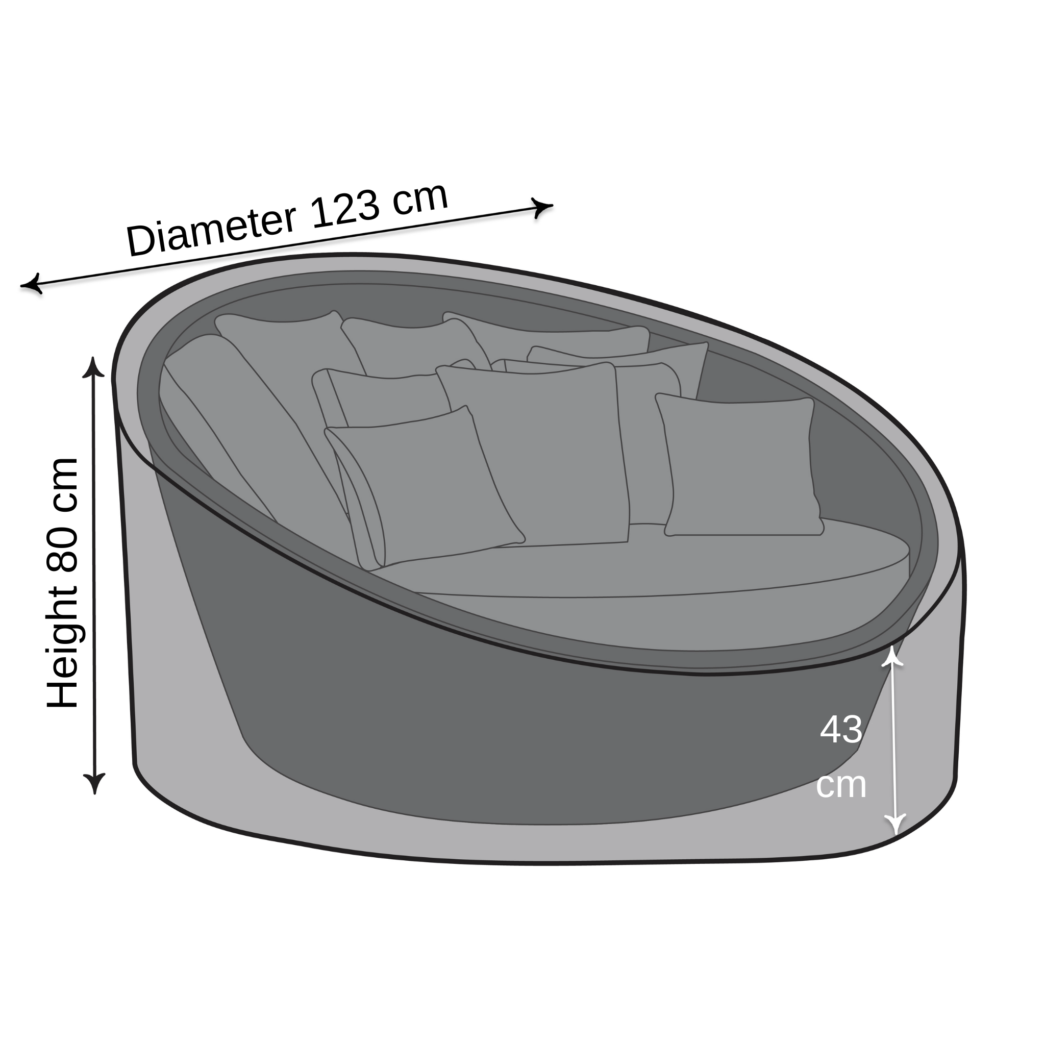 Round Outdoor Daybed Cover - 123cm X 80cm
