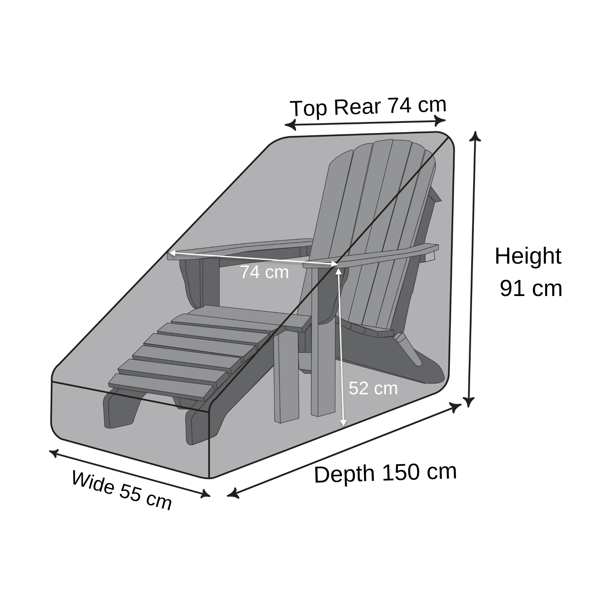 Adirondack Chair and Footrest Cover - 74cm X 150cm X 91cm