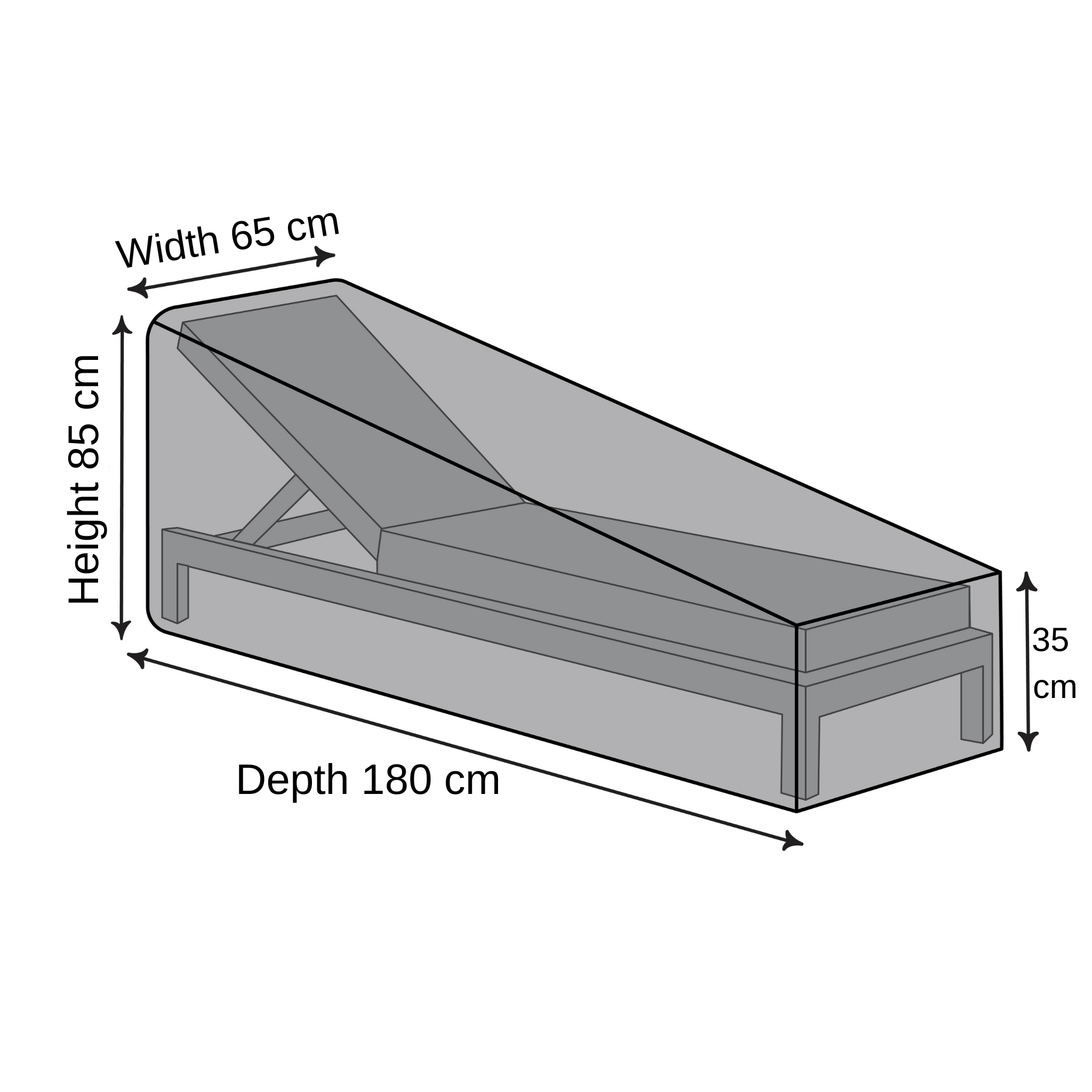 Raised-Back Sun Lounger Cover - 180cm x 65cm X 85cm