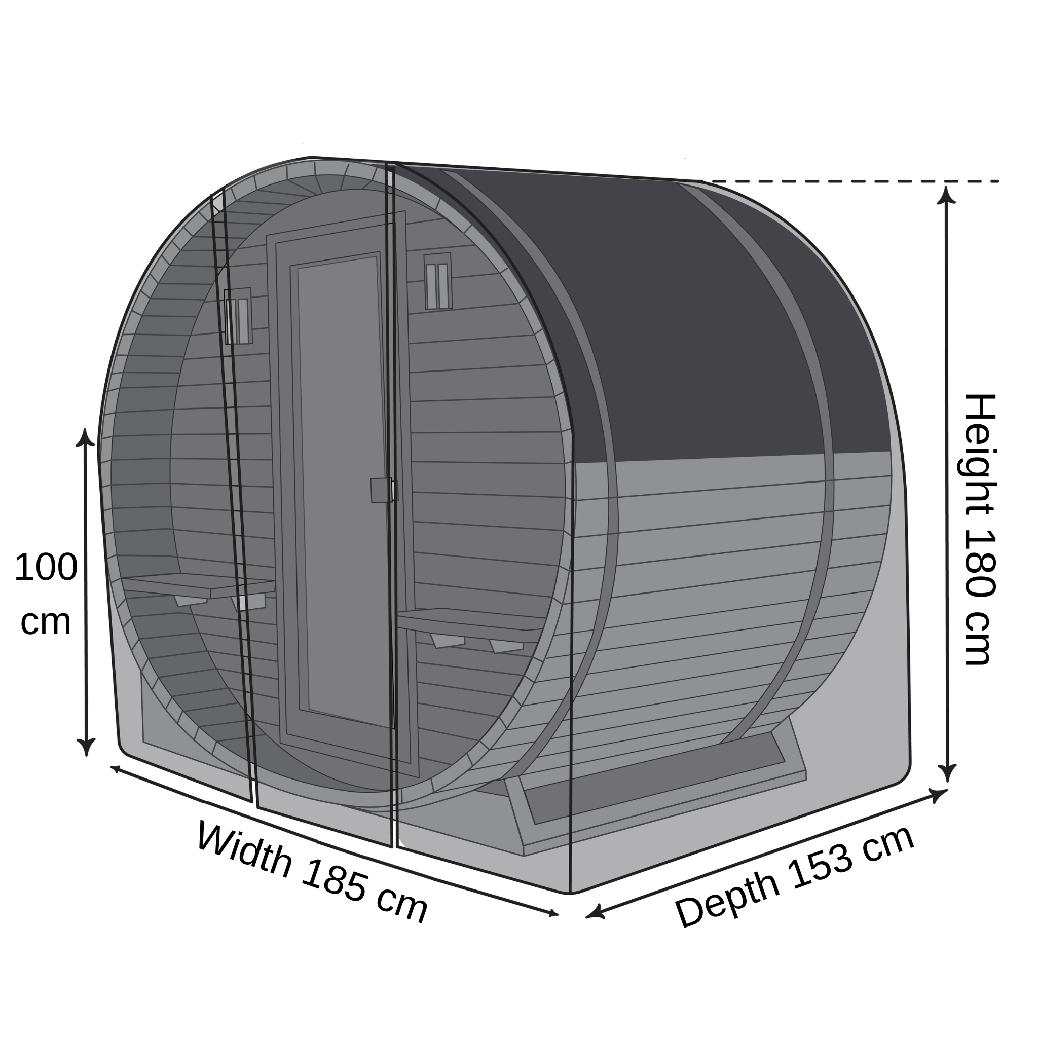 Barrel Sauna Cover - 185cm X 153cm X 180cm
