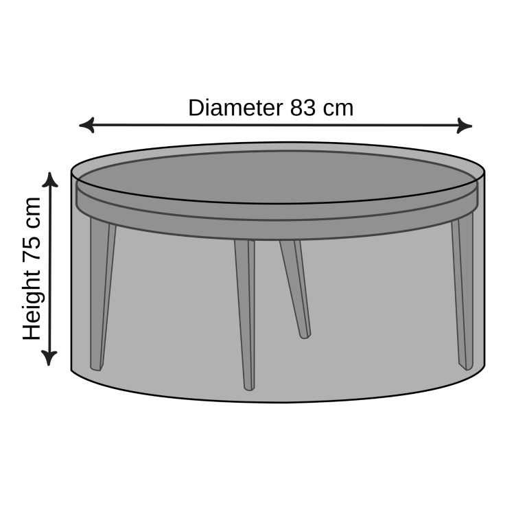Round Outdoor Dining Table Cover - 83 cm D x 75 cm H