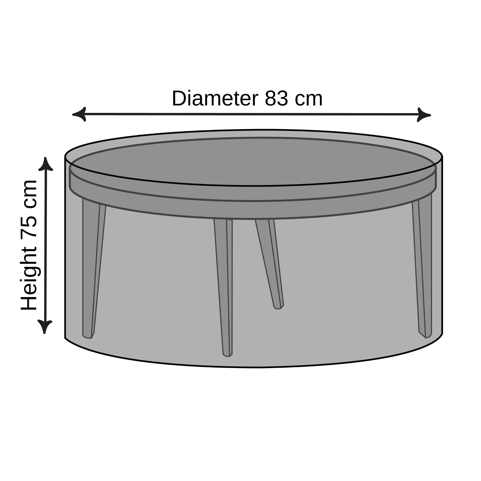 Round Outdoor Dining Table Cover - 83 cm D x 75 cm H