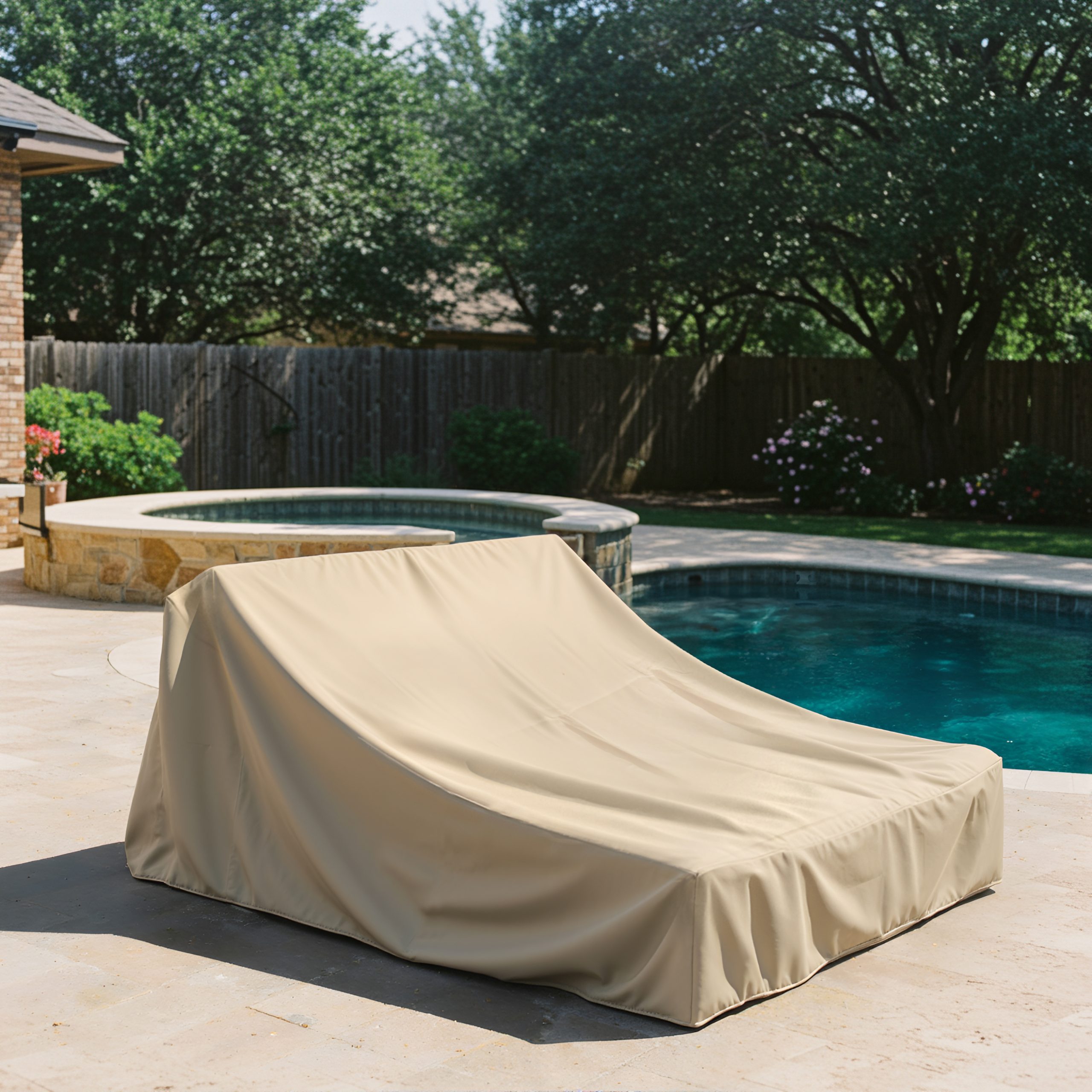 Beige Double Sun Lounger Cover – Angled Back