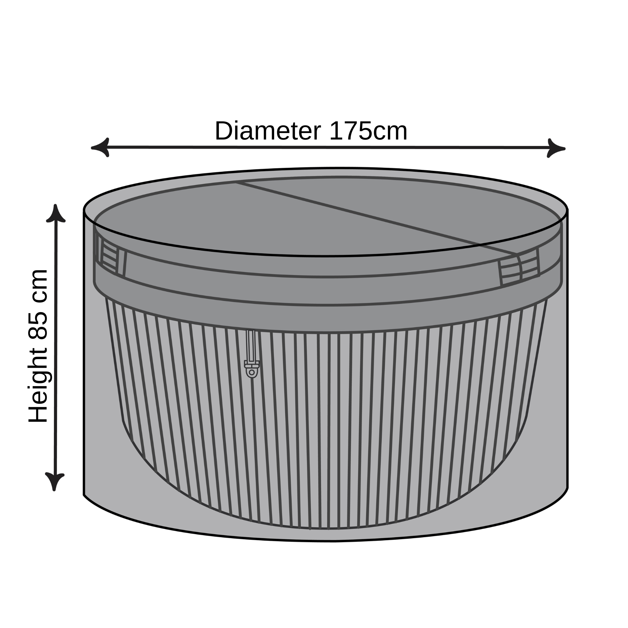 Round Outdoor Hot Tub Cover - 175 cm x 85 cm