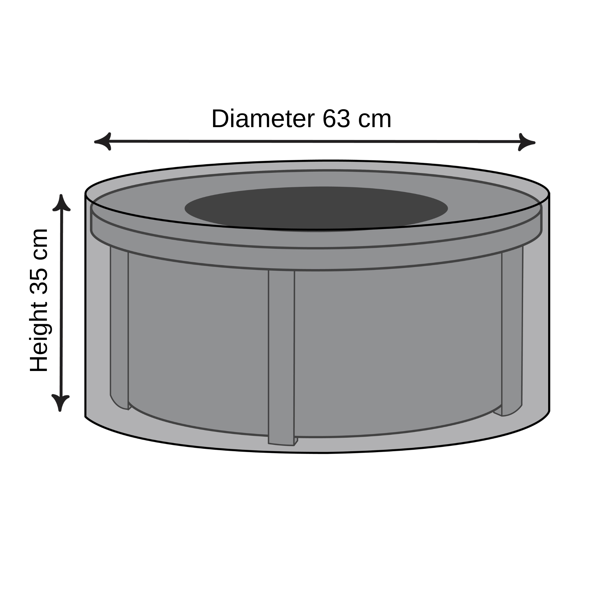 Round Fire Pit Cover - 63cm X 35cm