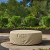 Beige Round Fire Pit Cover