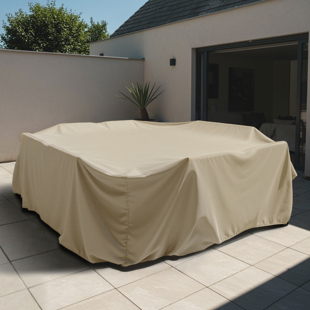 Beige Square Outdoor Dining Set Cover