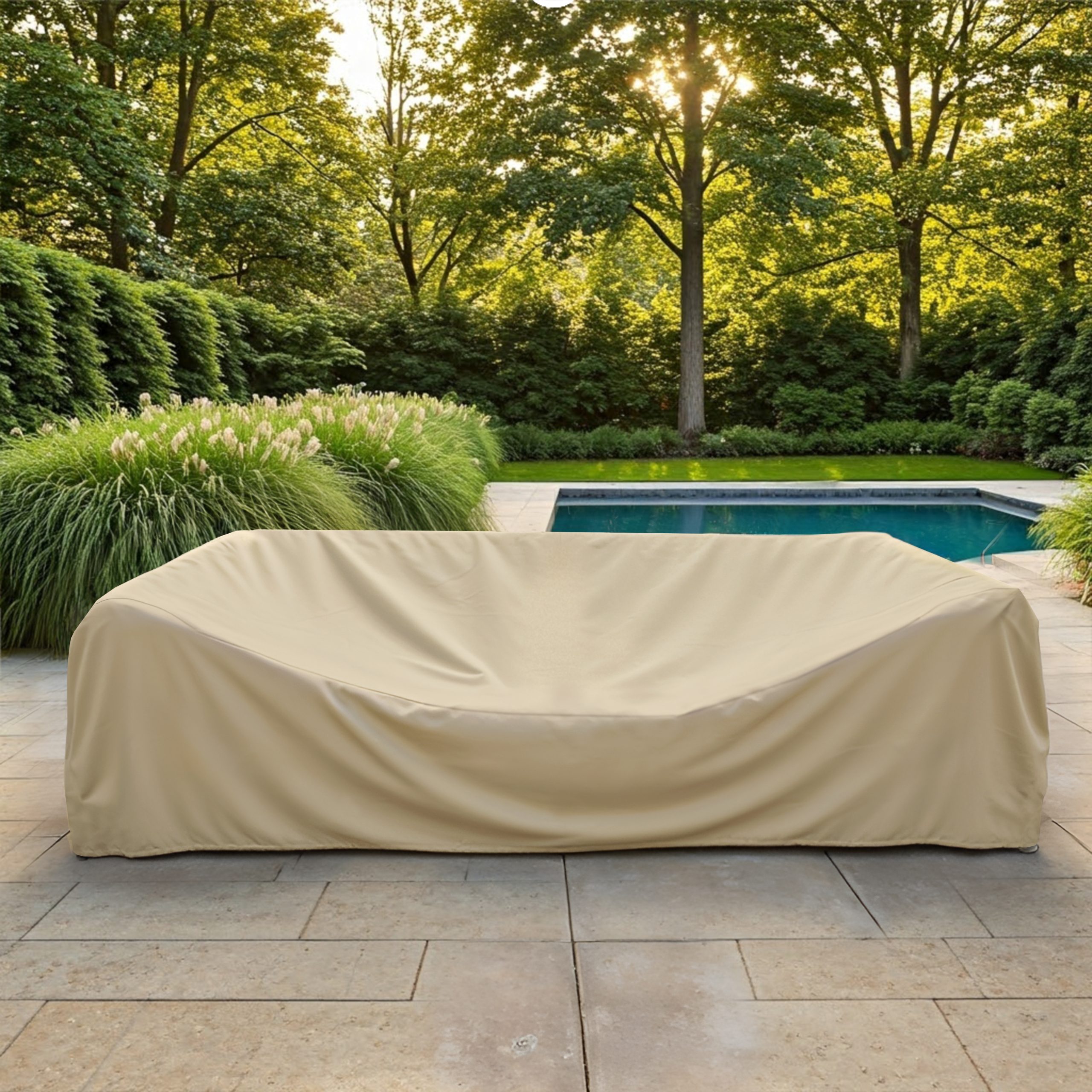 Beige Outdoor Sofa Set Cover