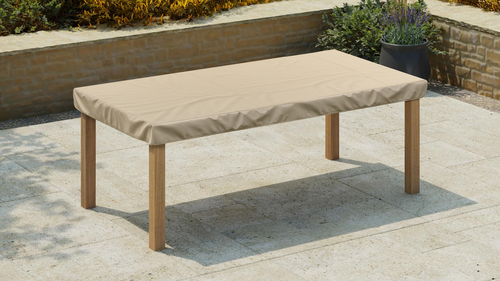 Beige Rectangular Dining Table top Cover