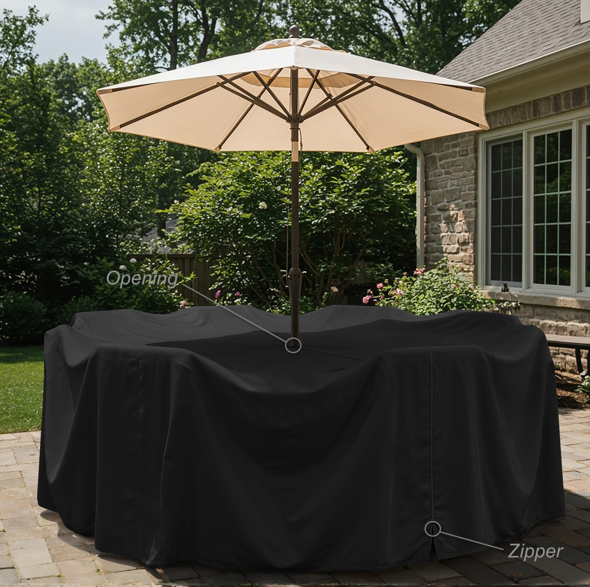 Black Round Dining Cover with Zip