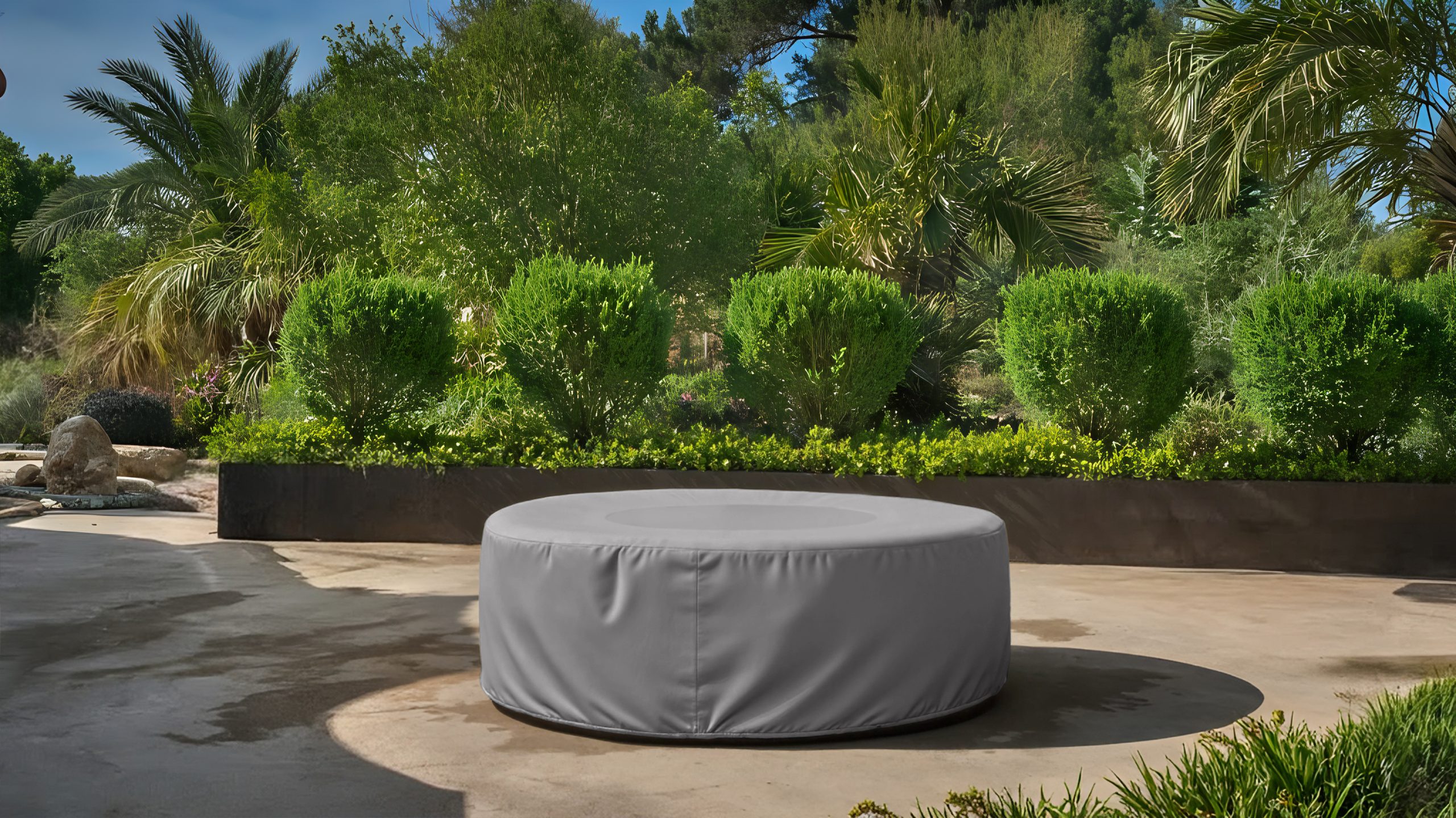 Grey Round Fire Pit Cover