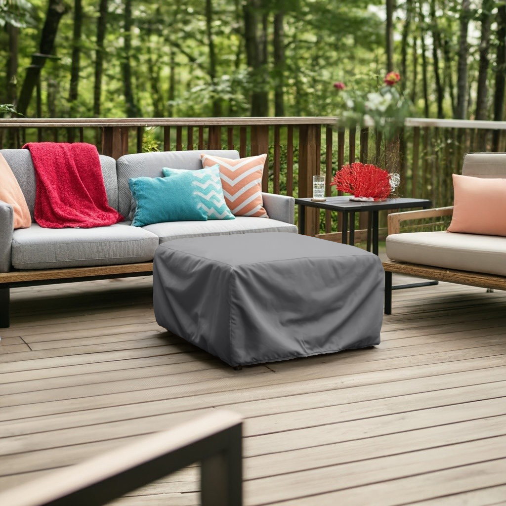 Grey Square Outdoor Ottoman Cover