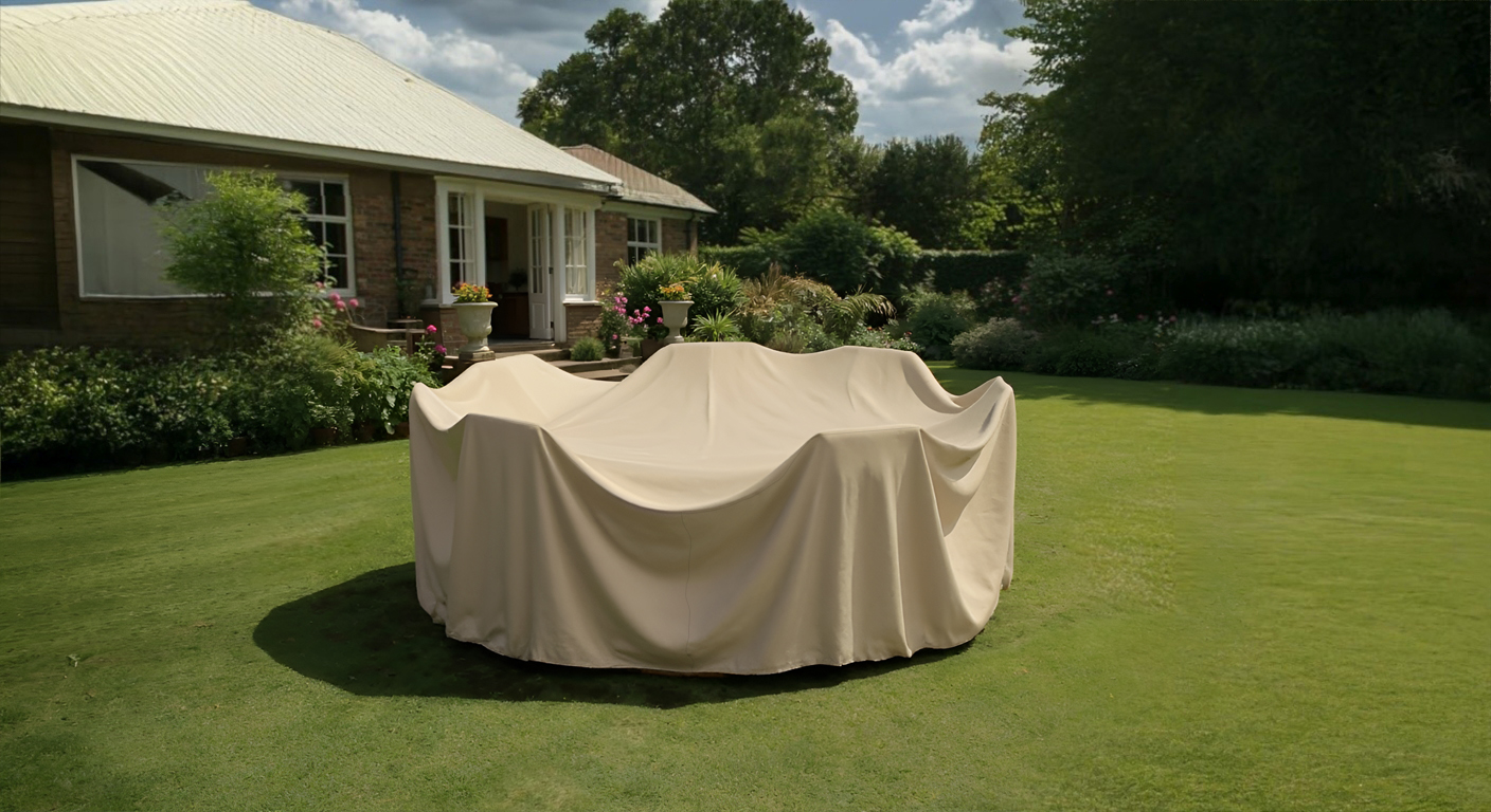 Medium Beige Round Patio Dining Cover