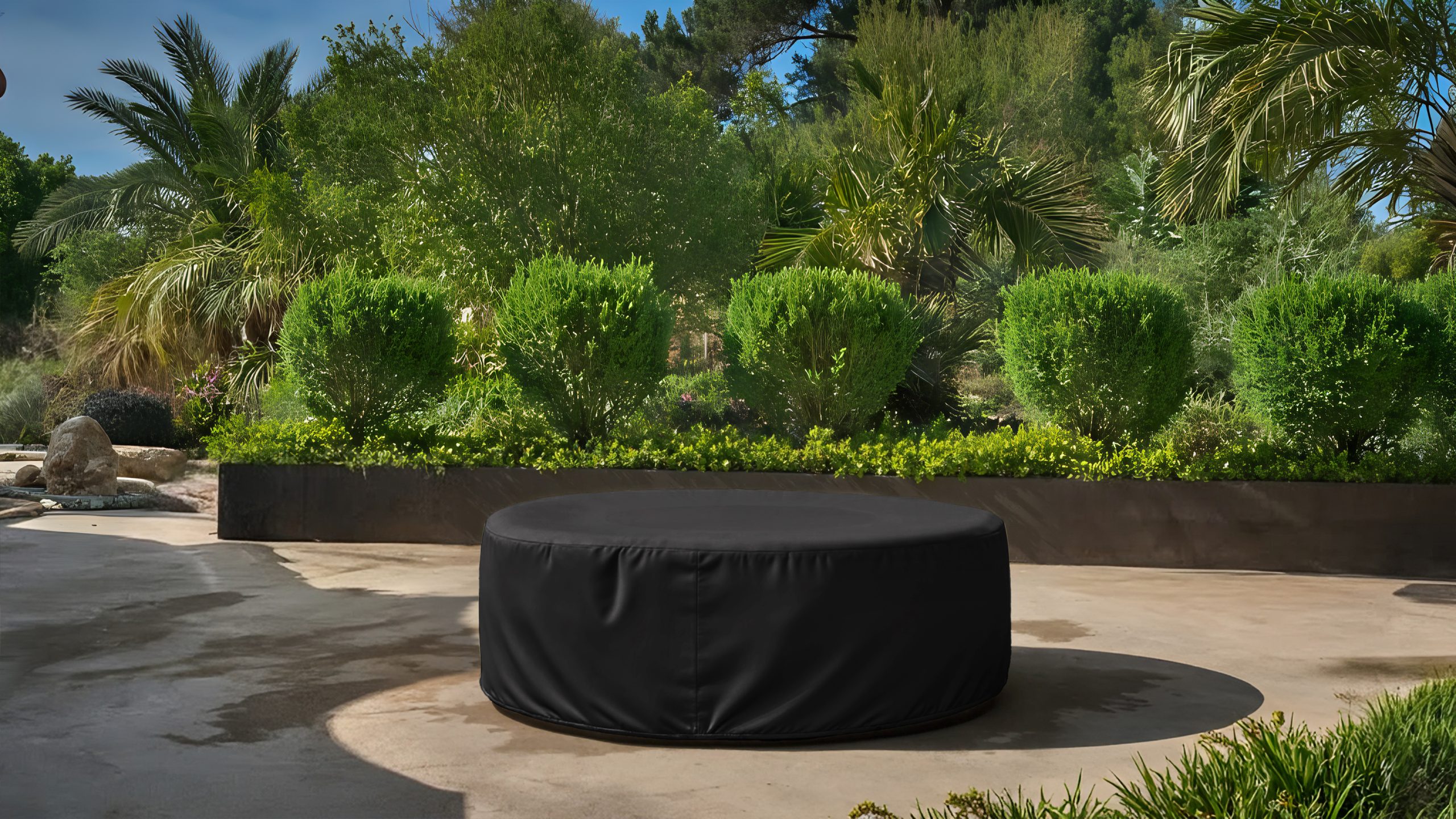 Black Round Fire Pit Cover