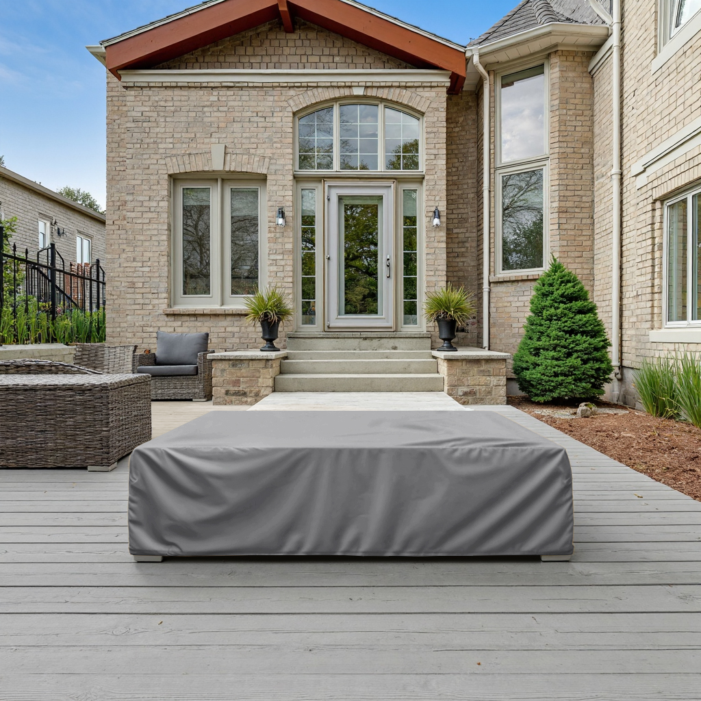 Grey Rectangular Ottoman Cover