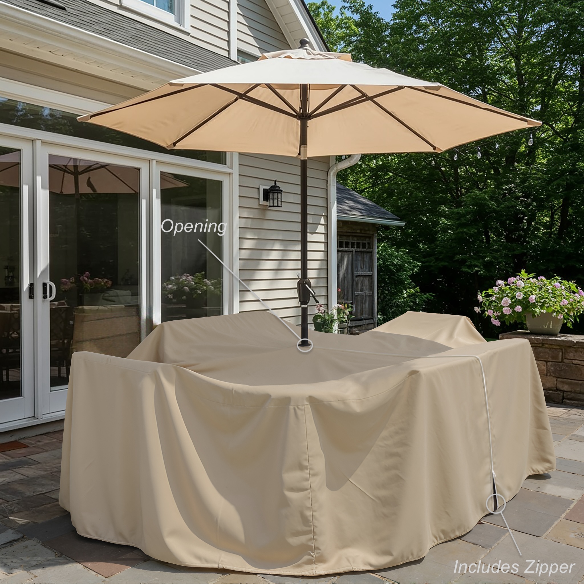 Beige Rectangular Dining Cover with Zip