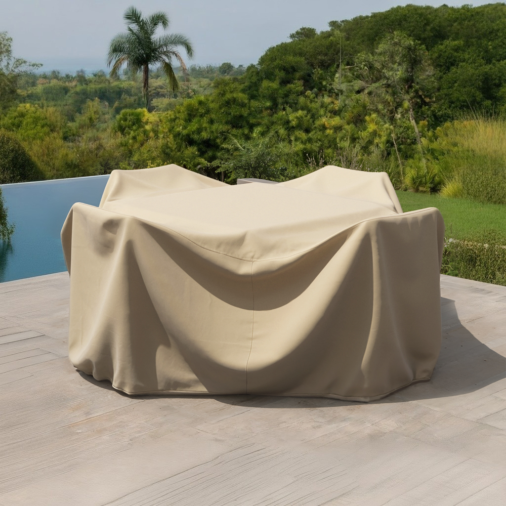 Small Beige Square Outdoor Dining Set Cover