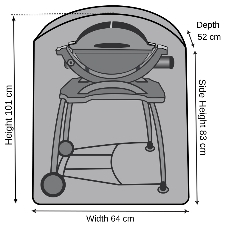 Gas BBQ Trolley Cover - 64cm X 52cm X 101cm