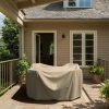 Small Beige Round Patio Dining Cover