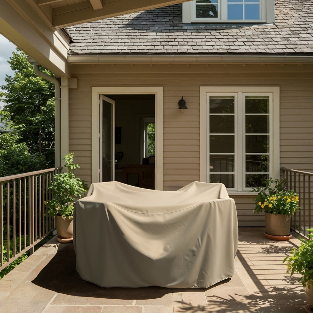 Small Beige Round Patio Dining Cover