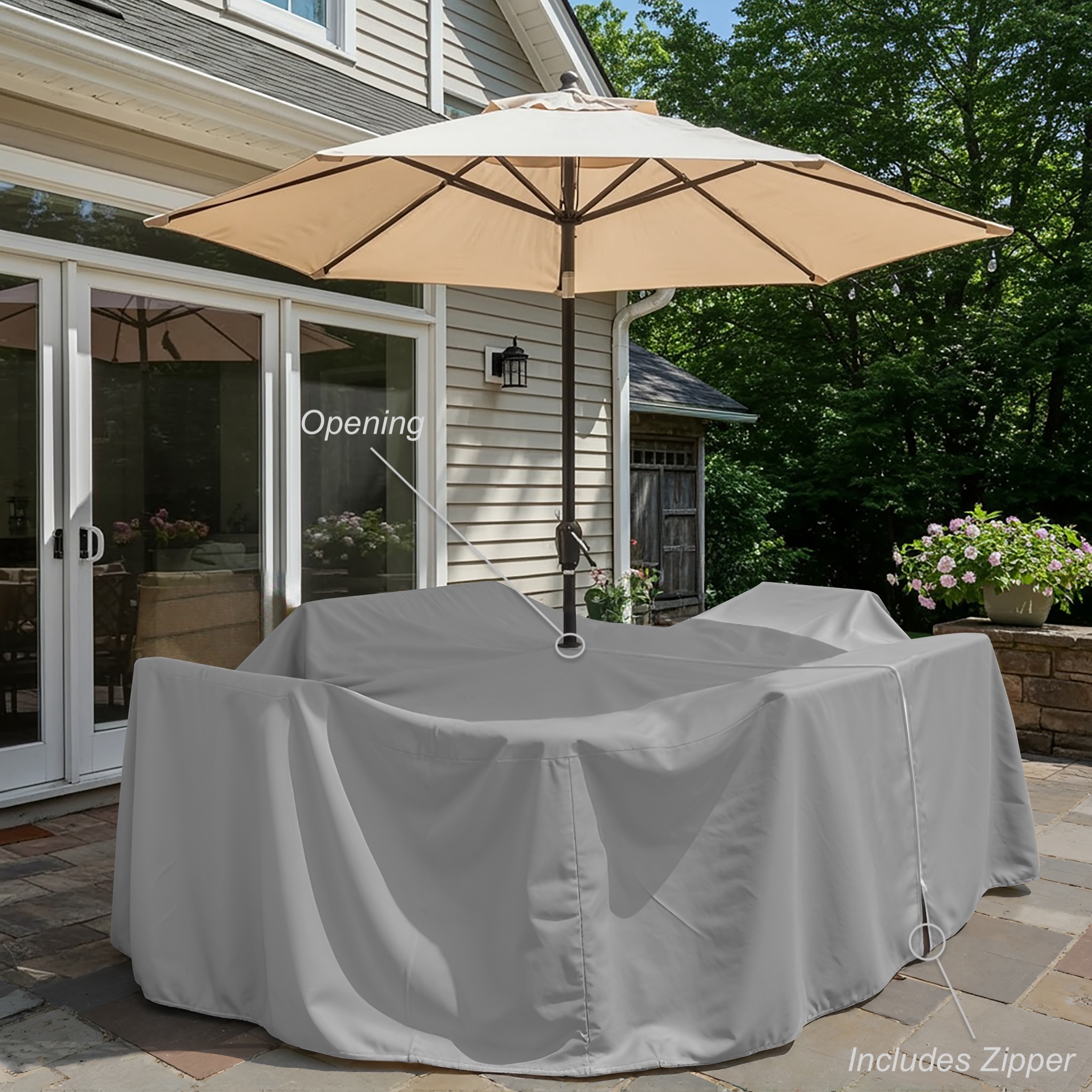 Grey Rectangular Dining Cover with Zip