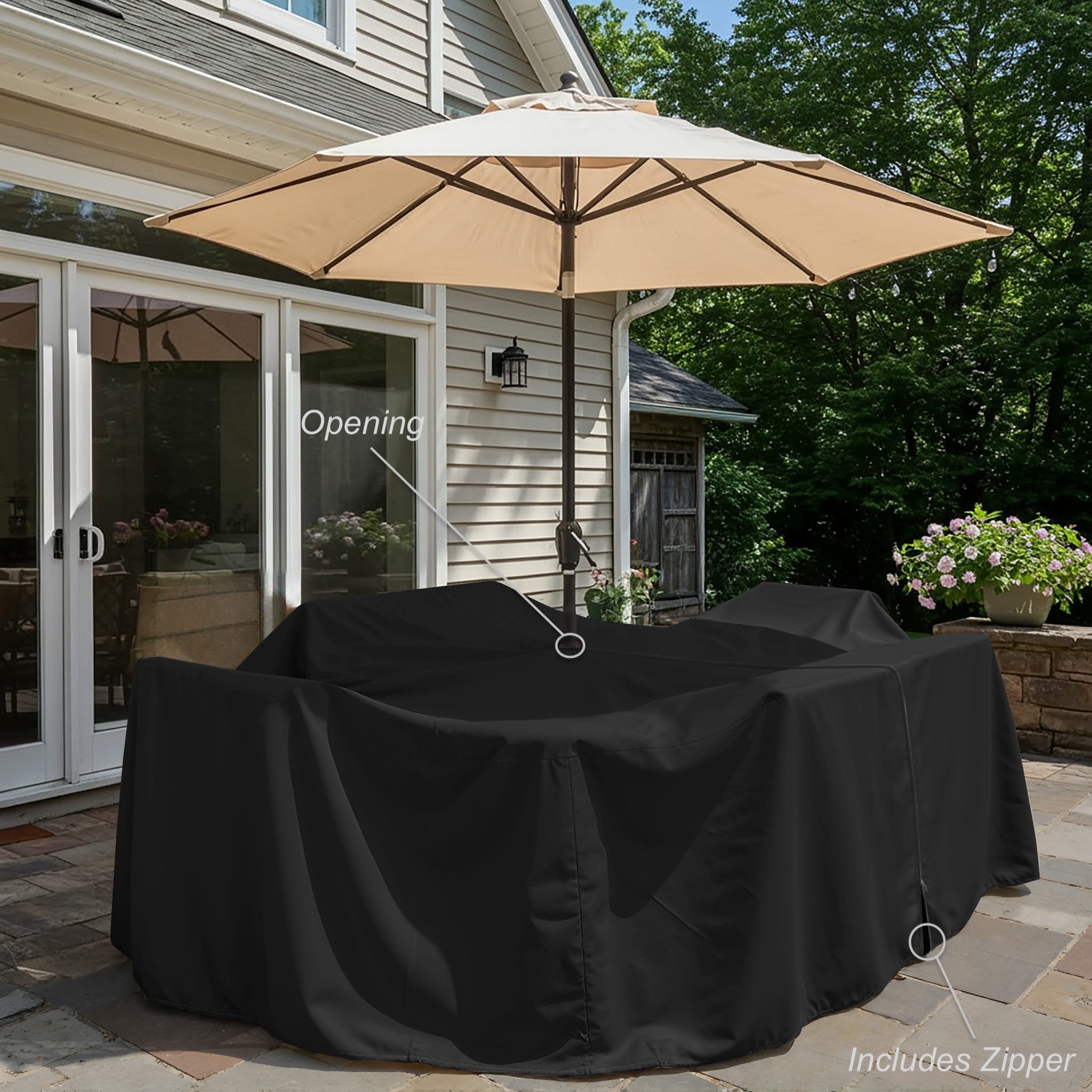 Black Rectangular Dining Cover with Zip