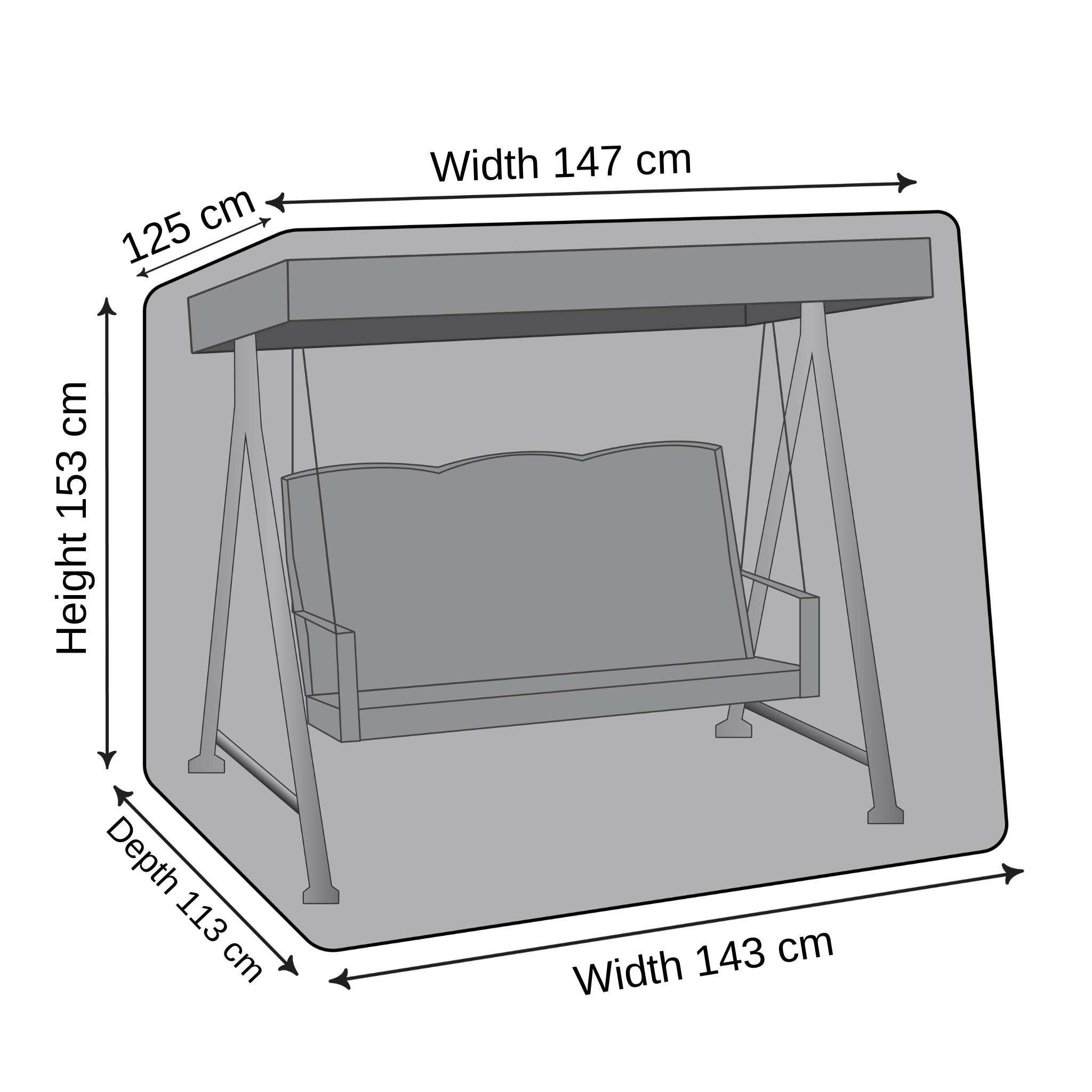 Outdoor Swing Chair Cover - 147/143cm X 125xm X 153cm