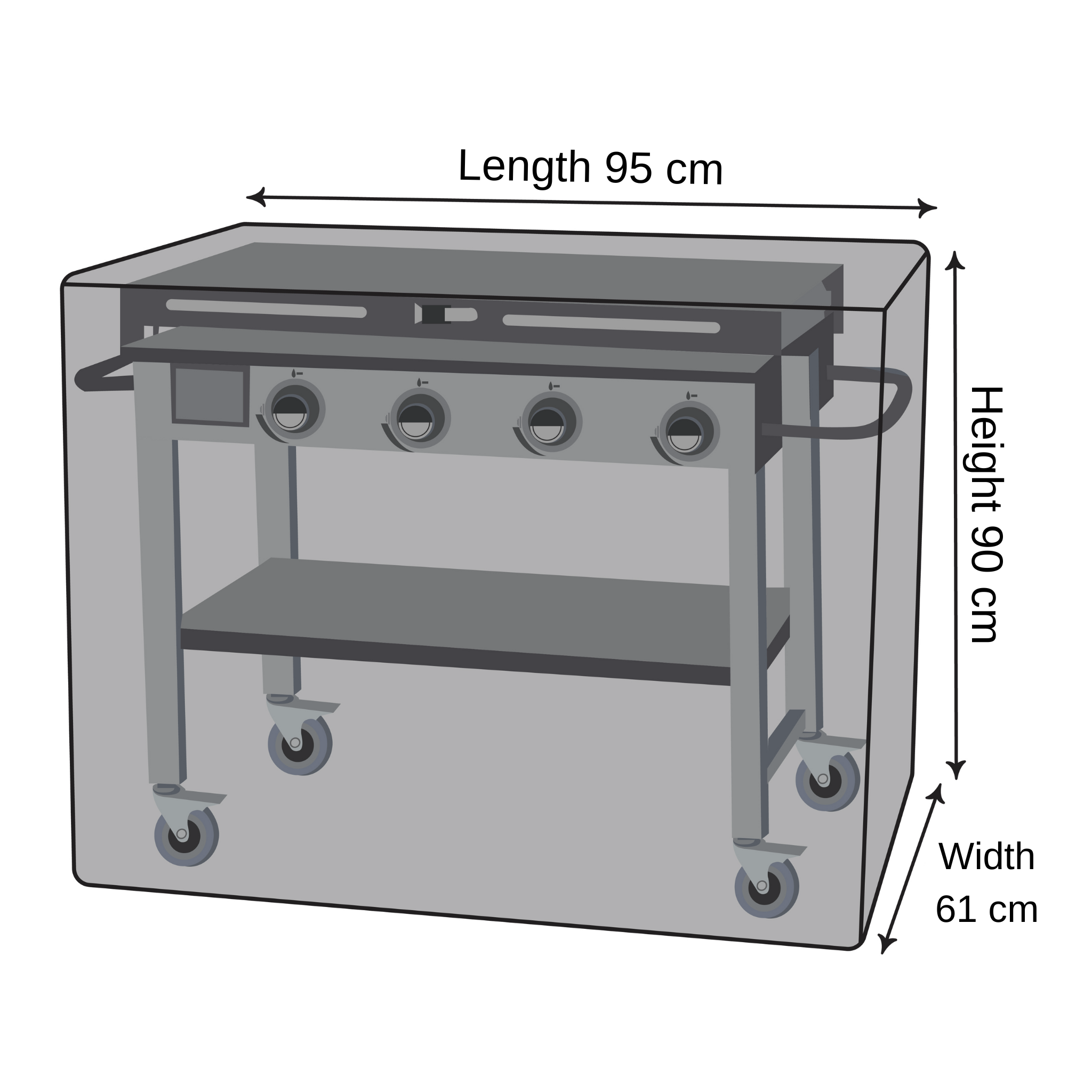 Flat Top BBQ Cover - 95cm X 61cm X 90cm