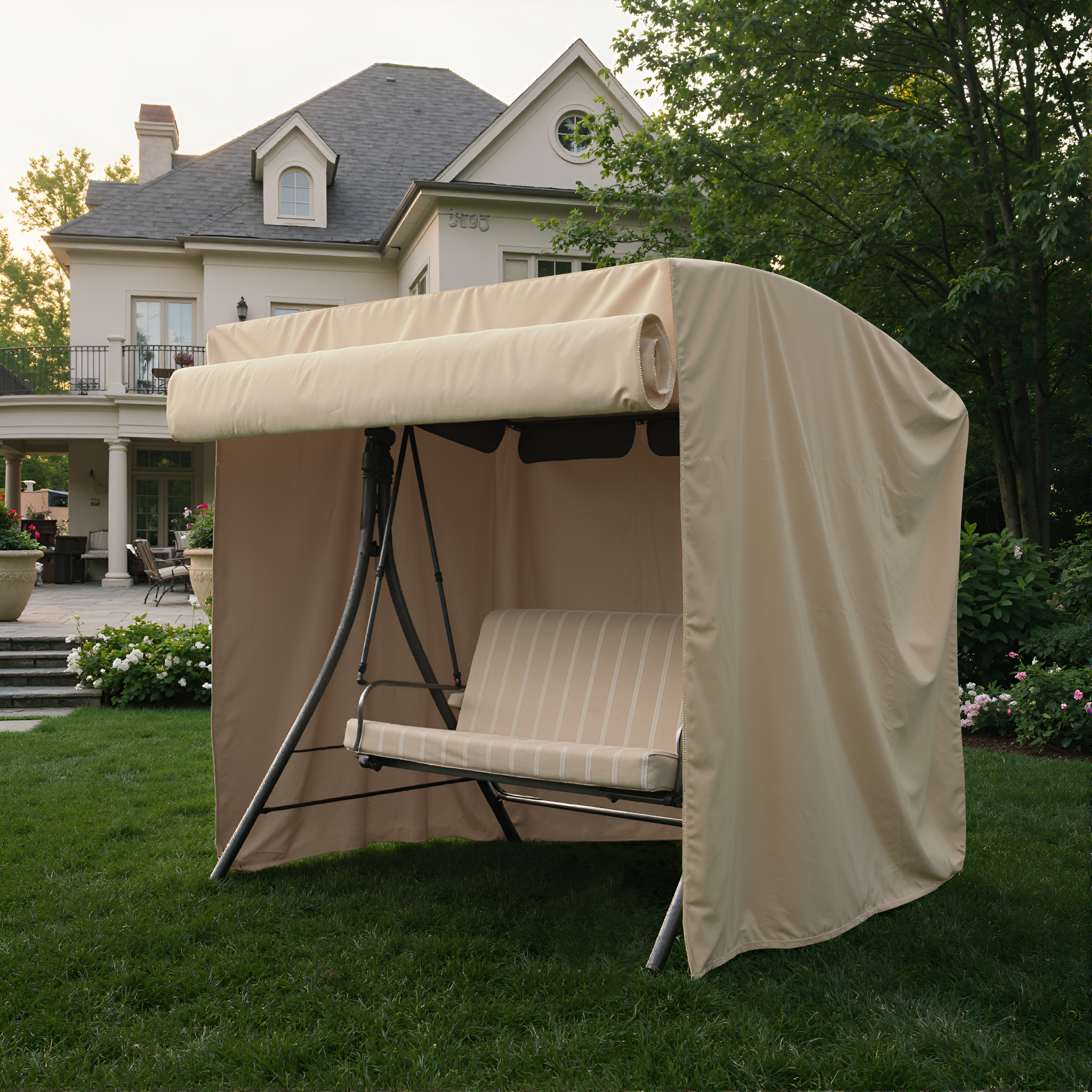 Beige Outdoor Swing Chair Cover with Zipper