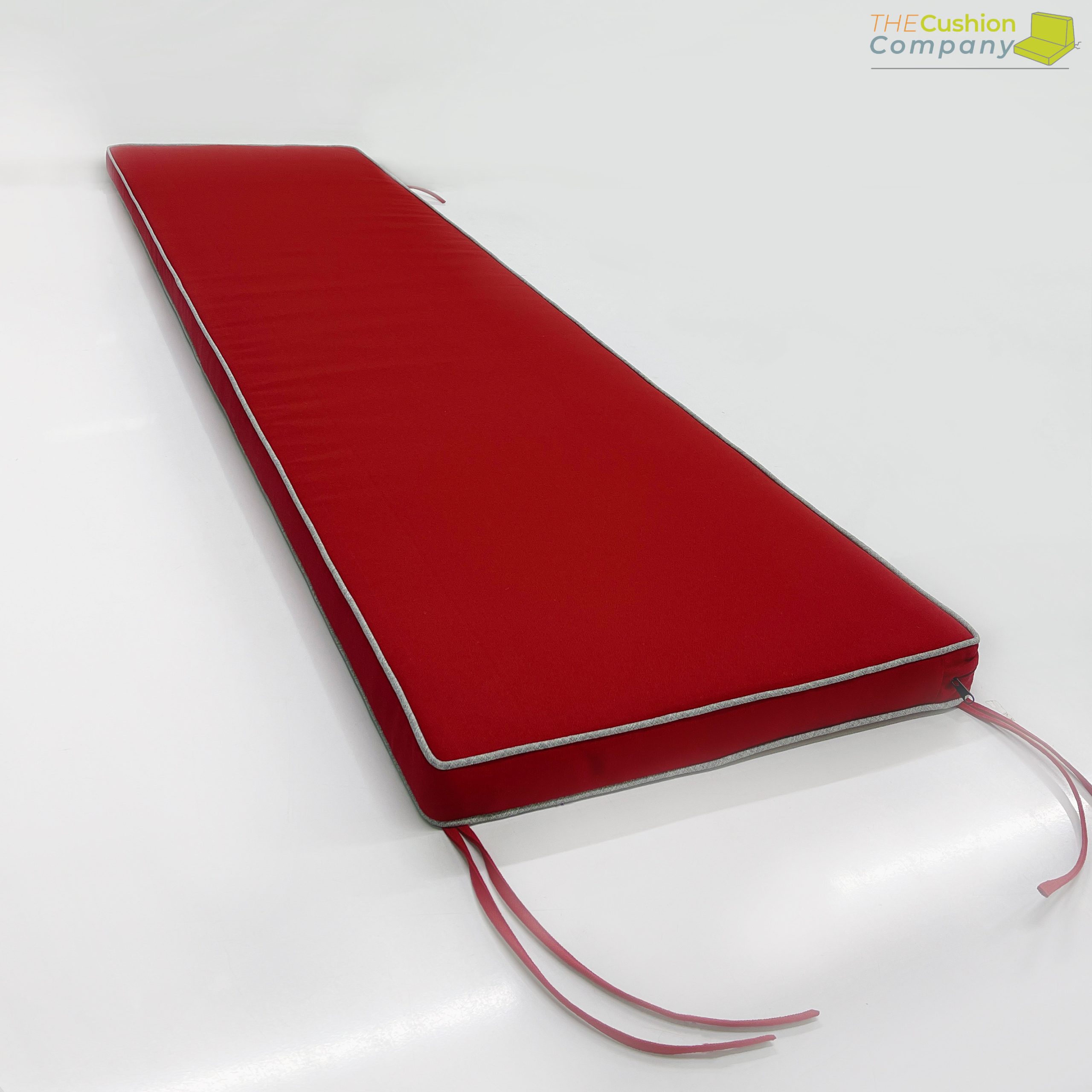 Rubellite Red Bench Cushion Cover - Jubilee Silver Piping