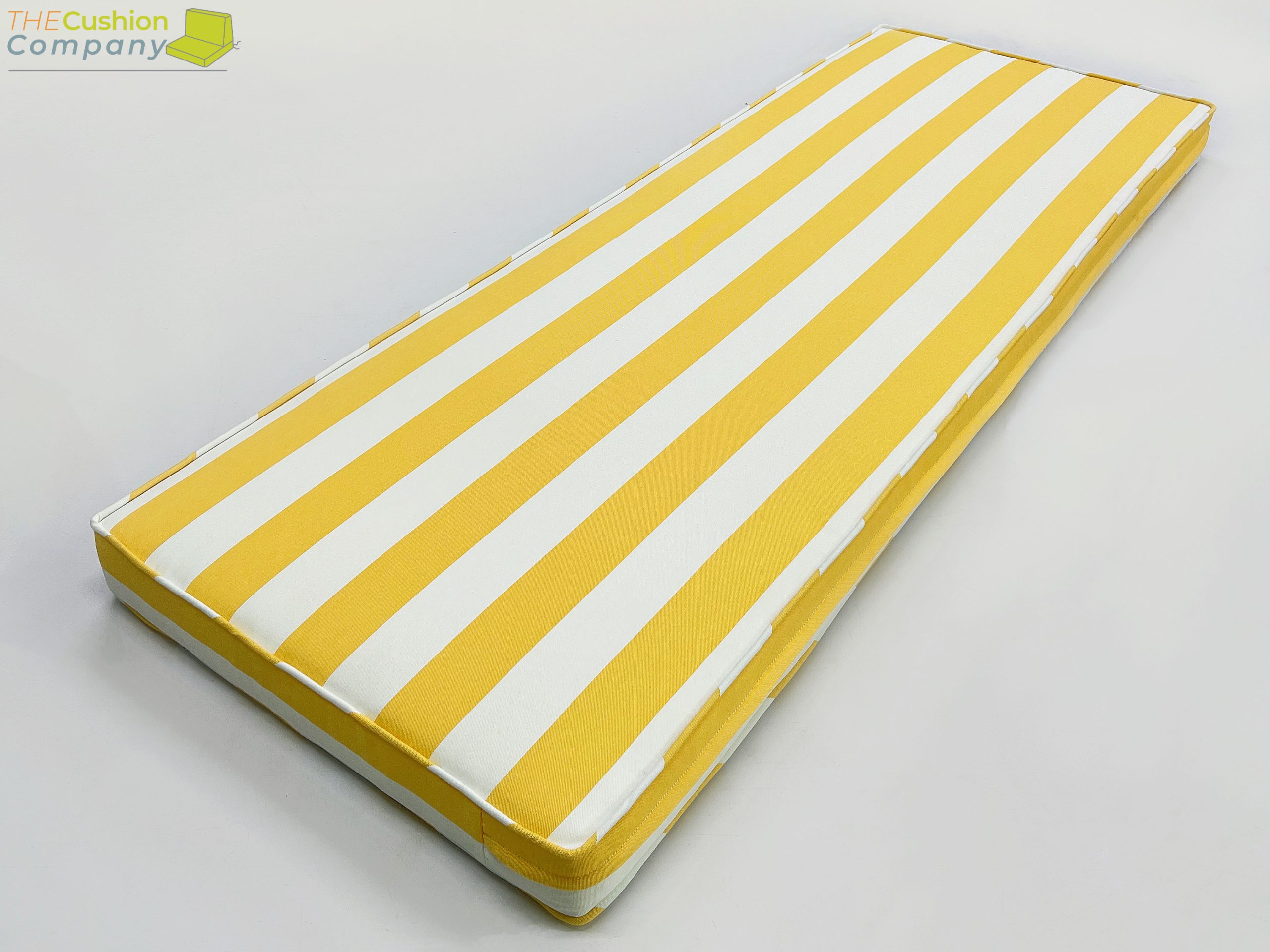 Yellow Lemon Stripe Bench Cushion Cover
