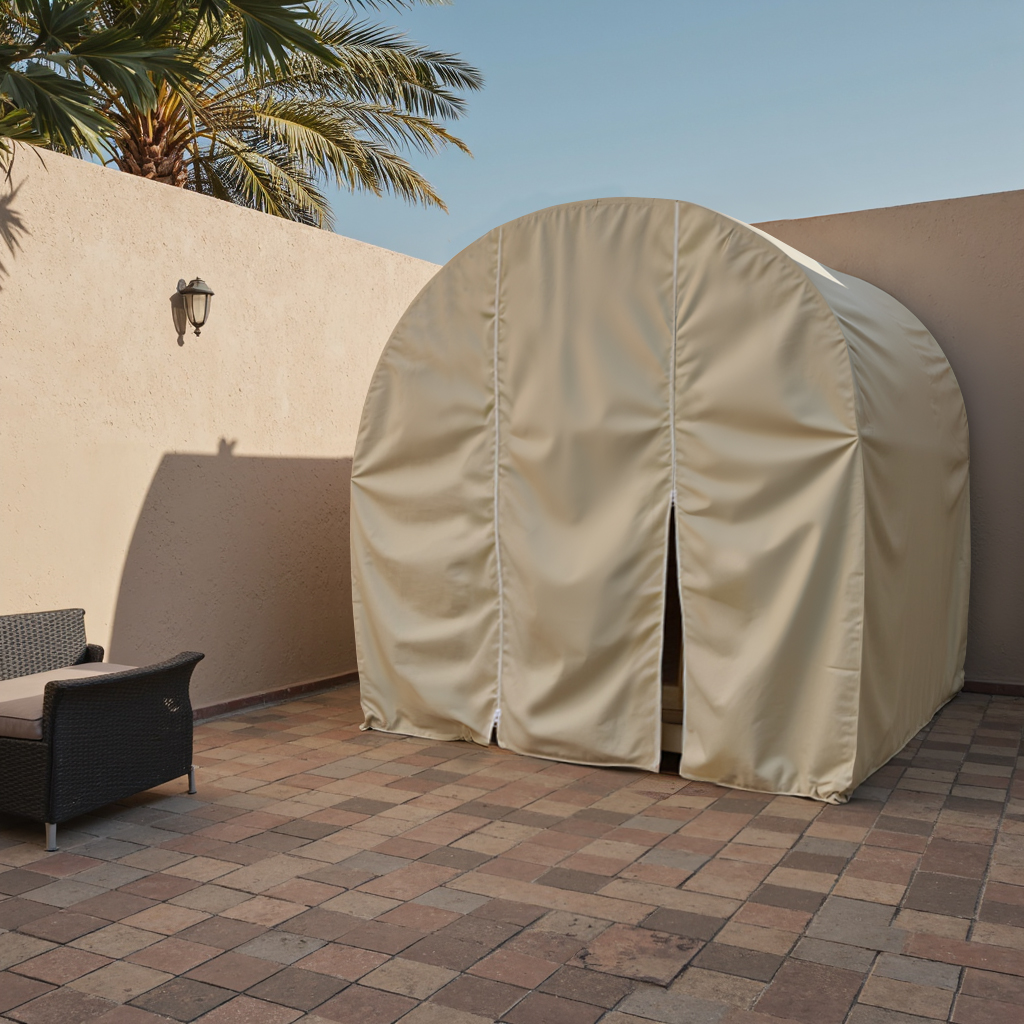 Beige Barrel Sauna Cover