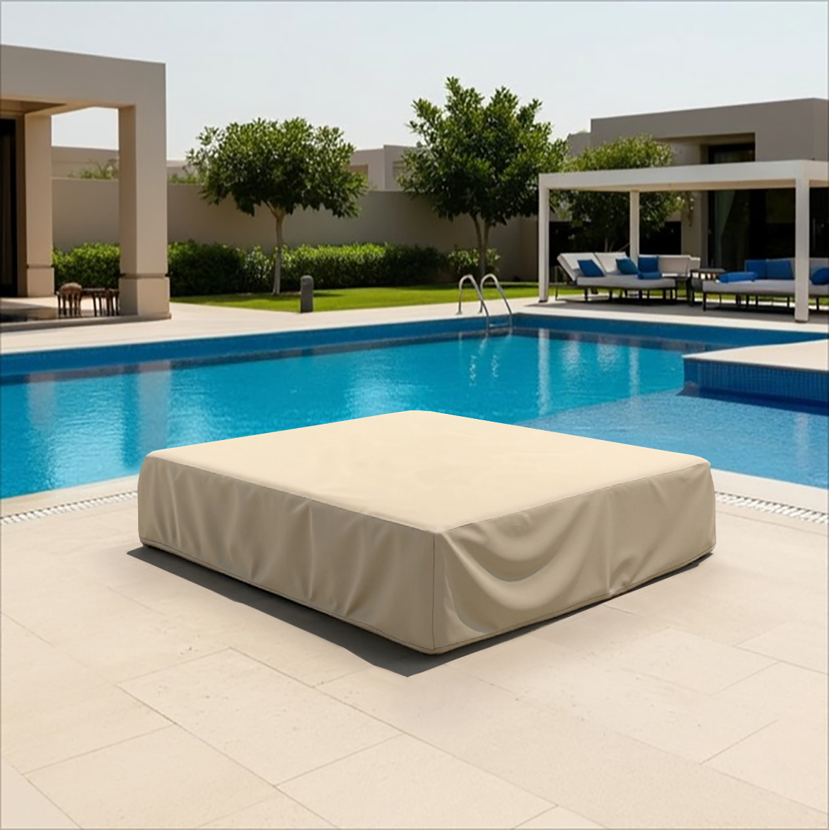 Beige Double Sun Lounger Cover