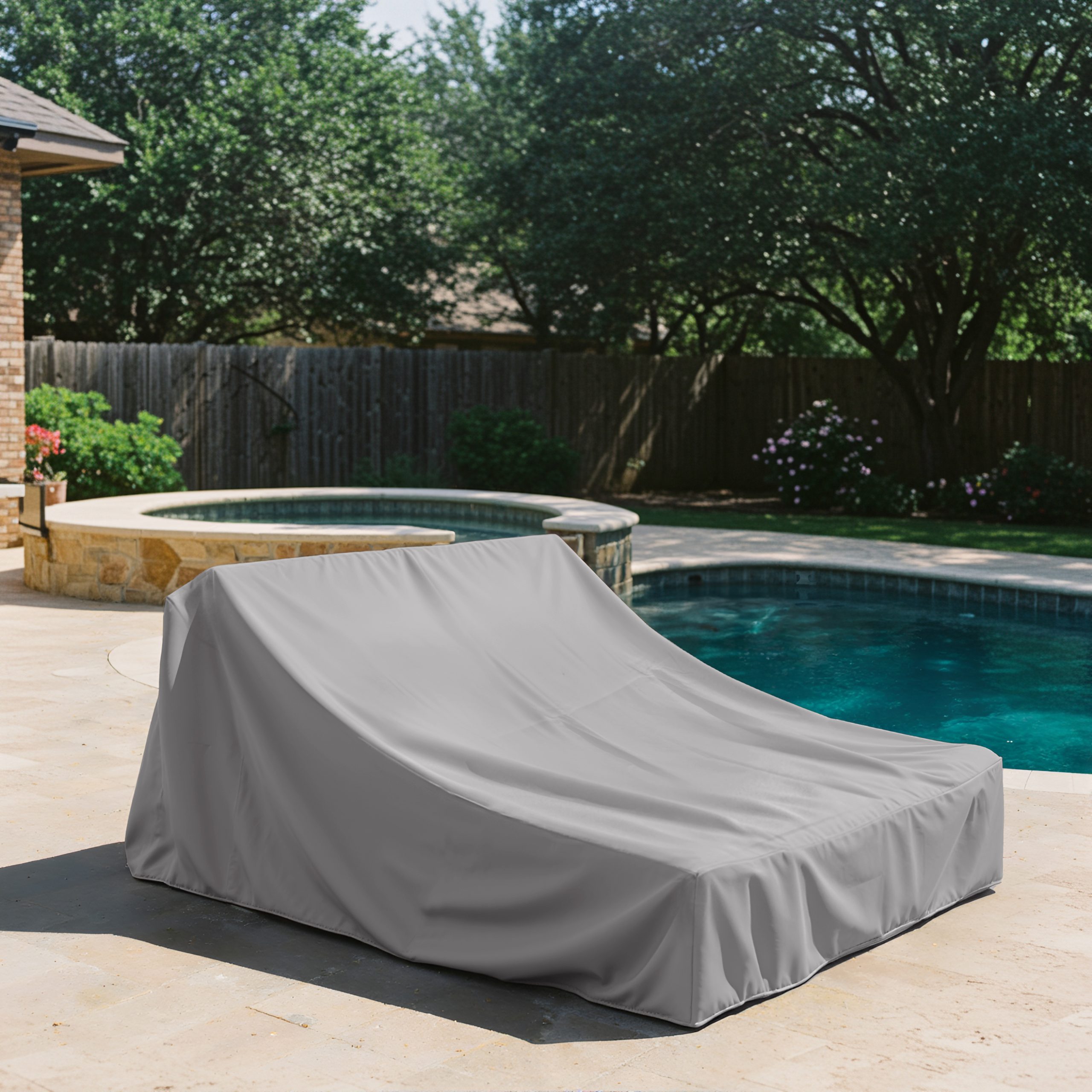 Grey Double Sun Lounger Cover – Angled Back