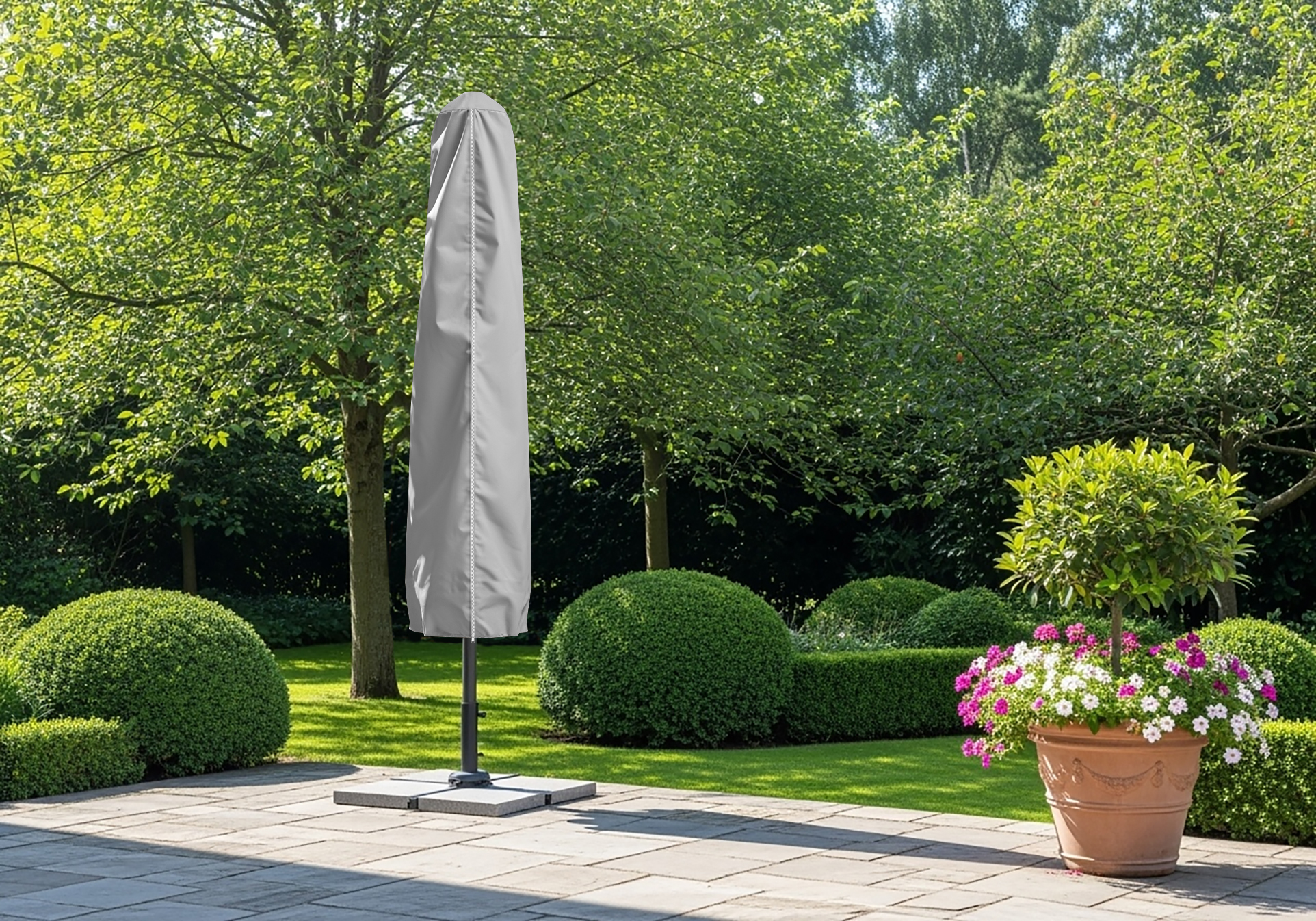 Grey Outdoor Umbrella Cover - Closed
