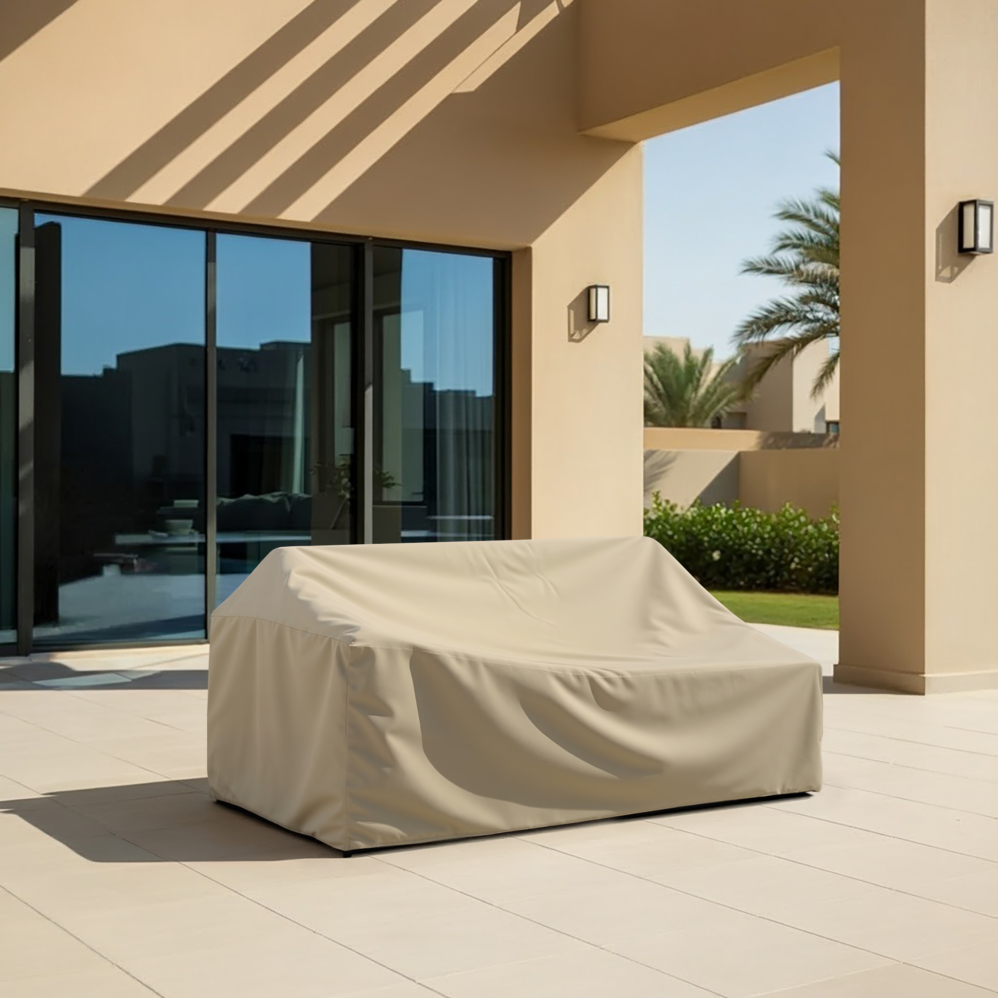 Beige Left-Arm Outdoor Sofa Cover
