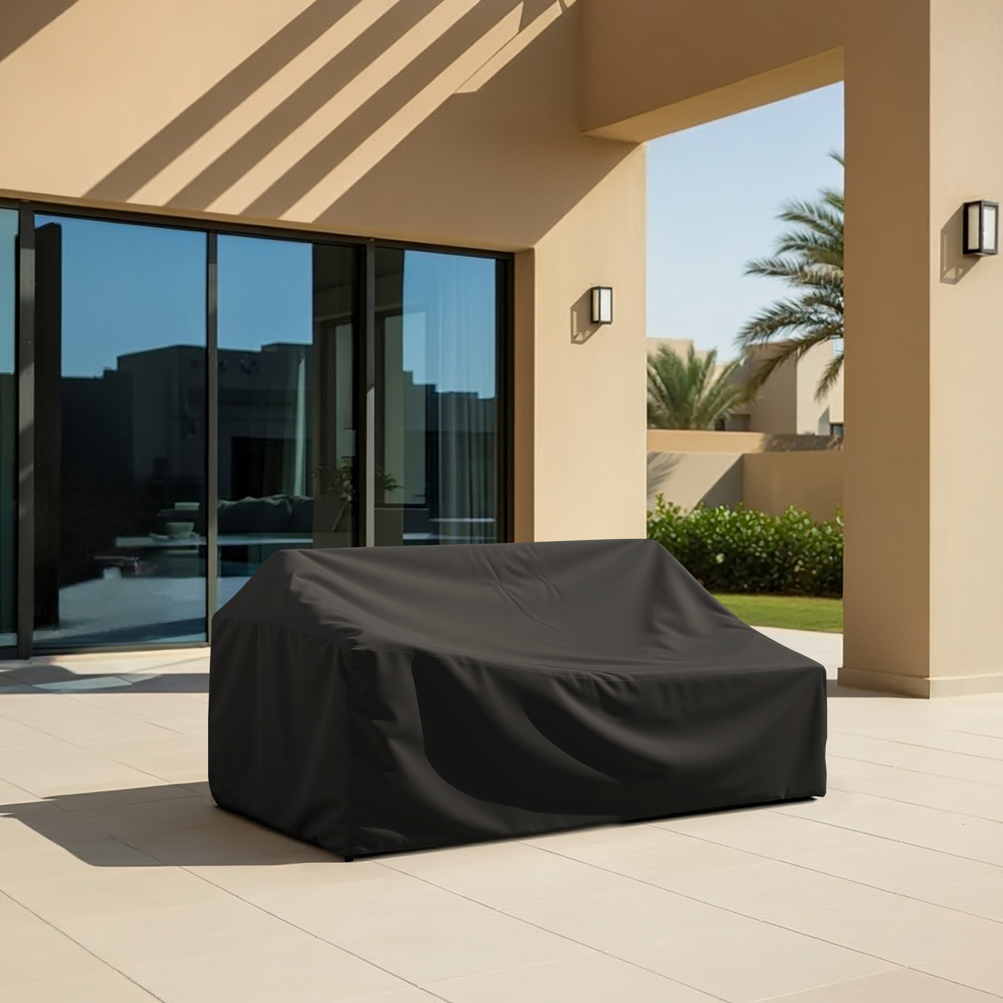 Black Left-Arm Outdoor Sofa Cover
