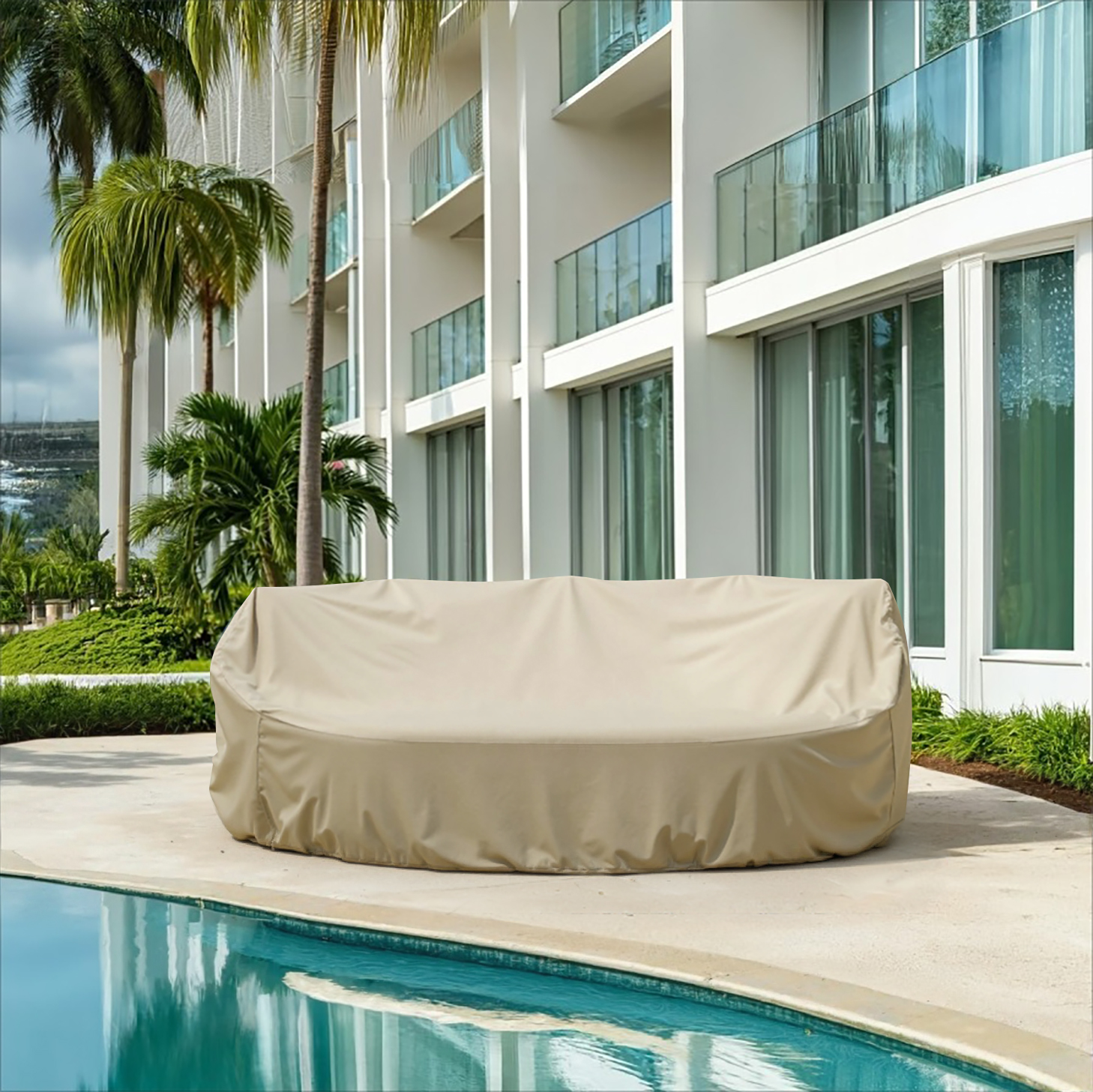 Beige Oval Daybed Cover