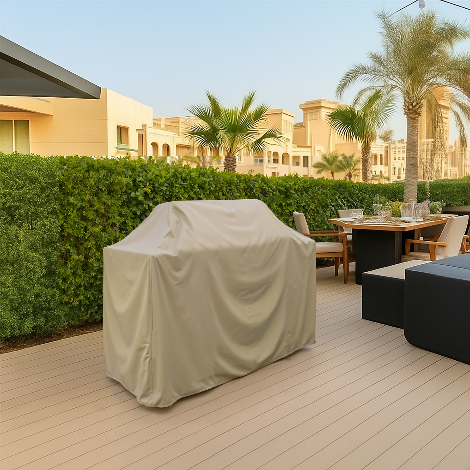 Beige Outdoor BBQ Cover