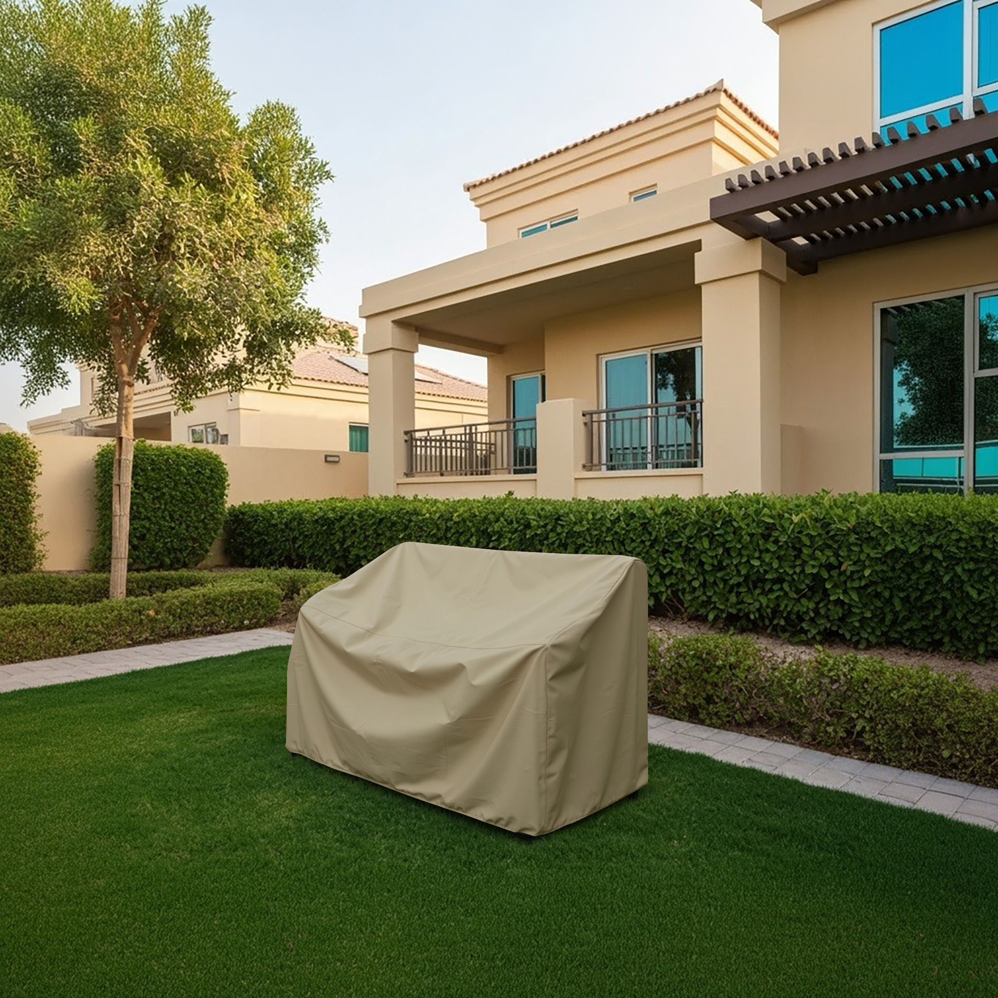 Beige Outdoor Bench Cover