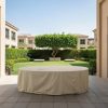 Beige Oval Dining Table Cover