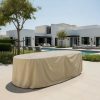 Beige Patio Oval Dining Table Cover