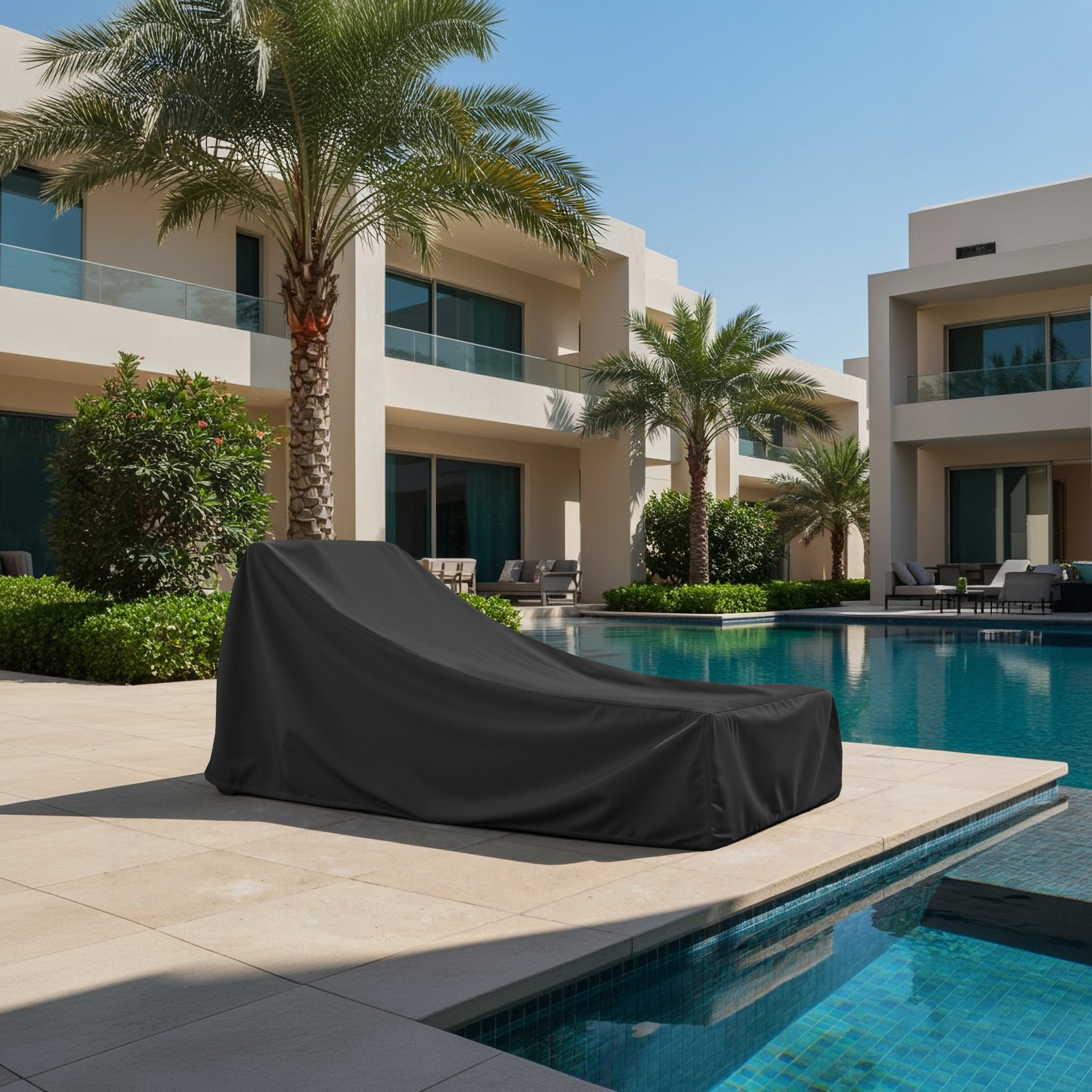 Black Raised-Back Sun Lounger Cover
