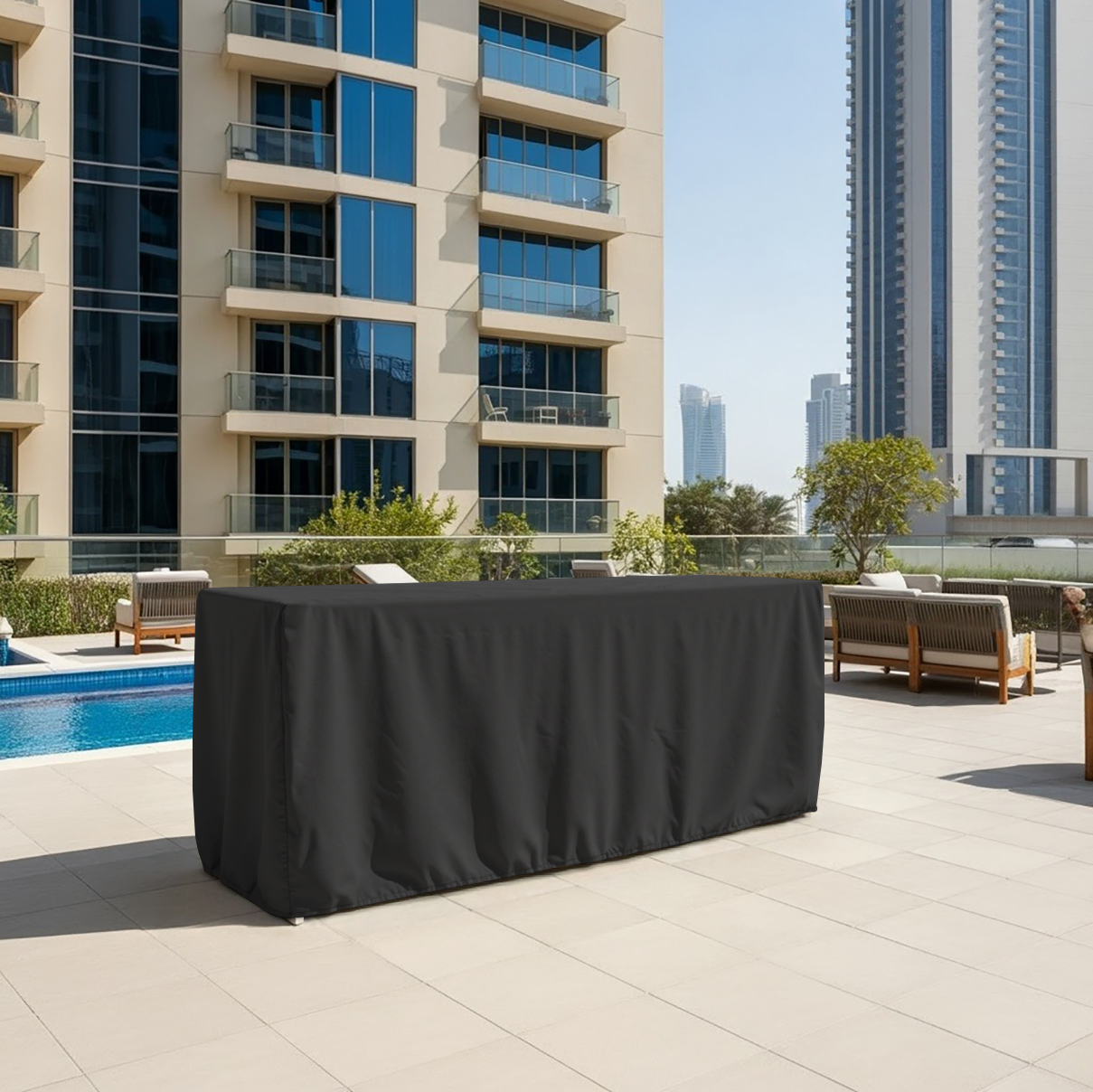 Black Rectangular Bar Table Cover