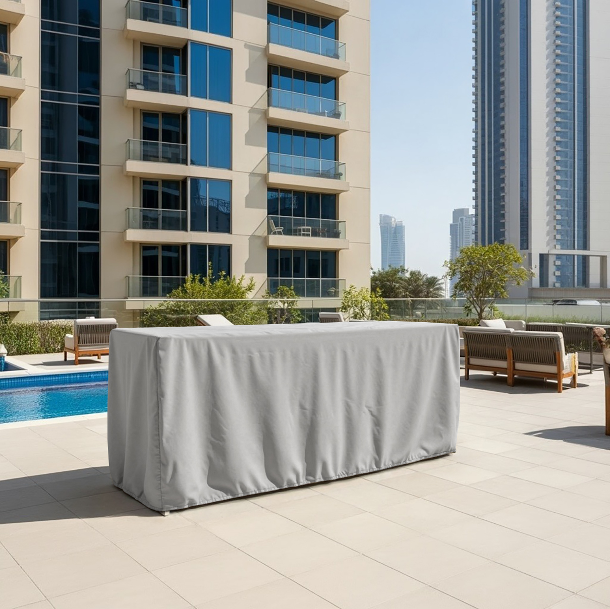 Grey Rectangular Bar Table Cover