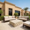 Beige Rectangular Coffee Table Cover