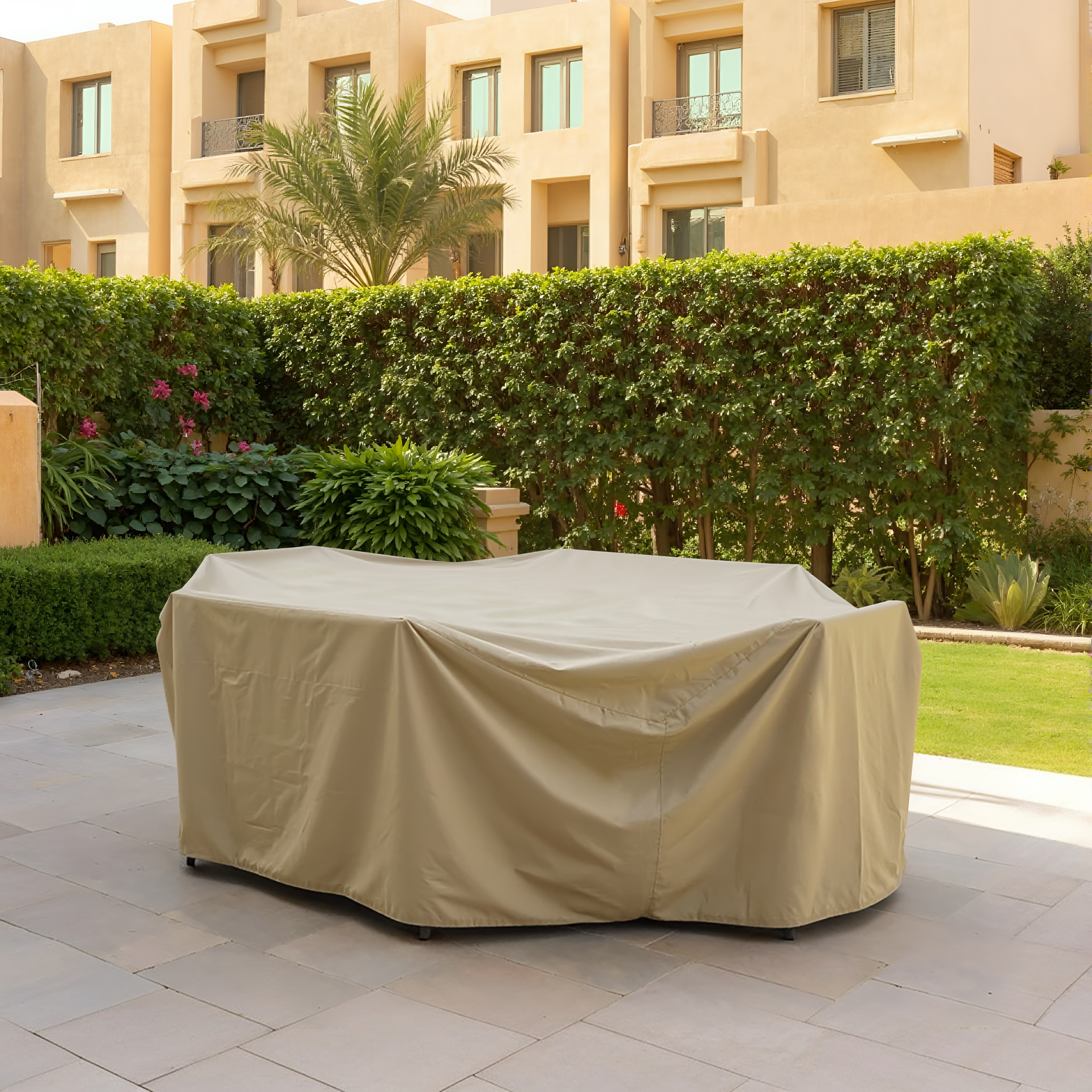 Beige Rectangular Dining Set Cover