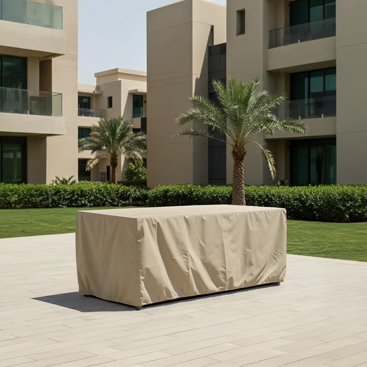 Beige Rectangular Dining Table Cover