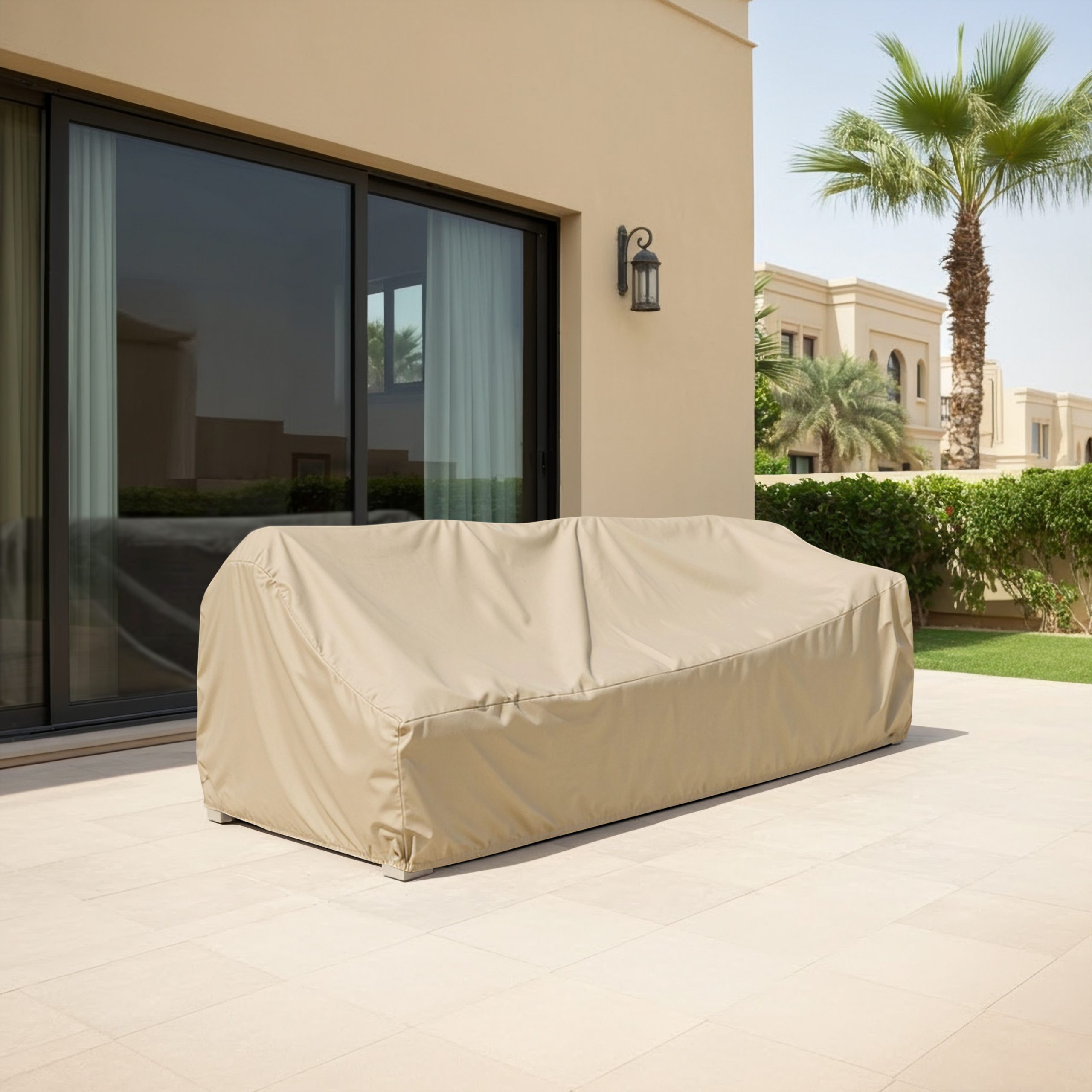Beige Right-Arm Outdoor Sofa Cover