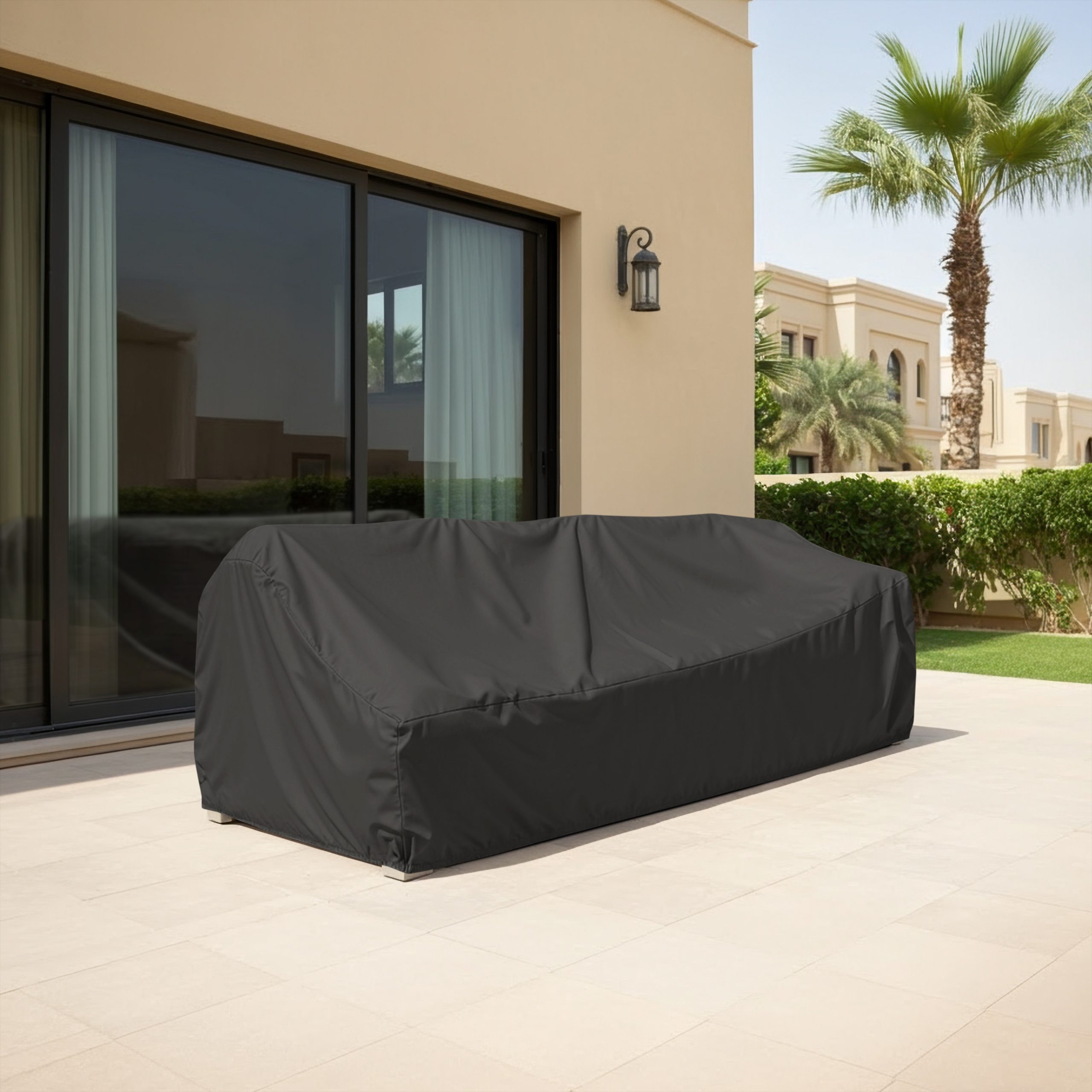 Black Right-Arm Outdoor Sofa Cover